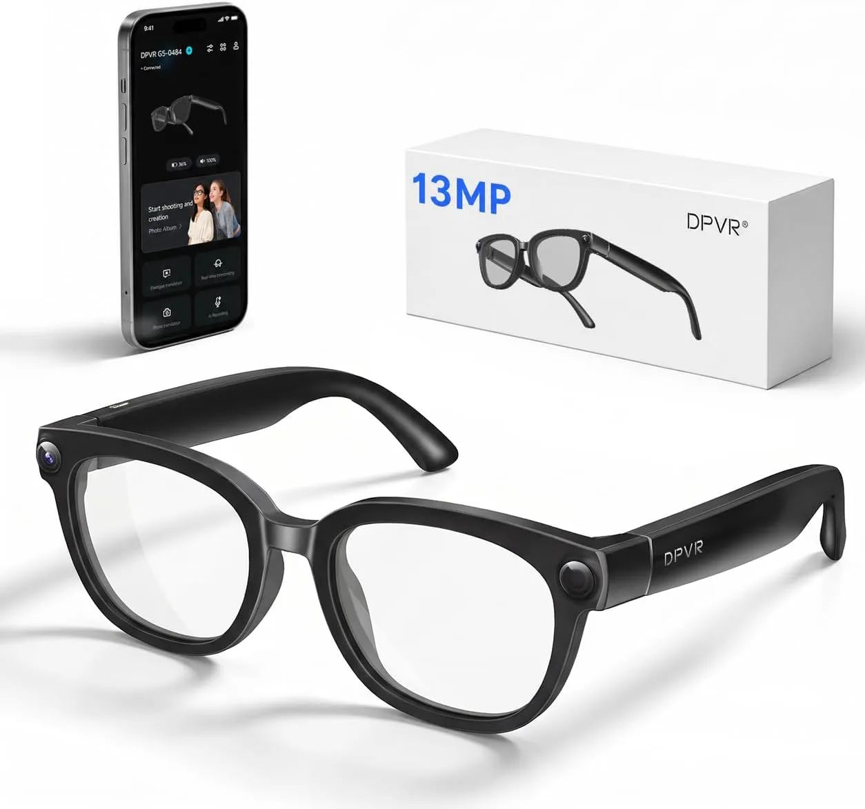 G5 AI Smart Glasses with Camera and Bluetooth, 13MP Video Recording Glasses