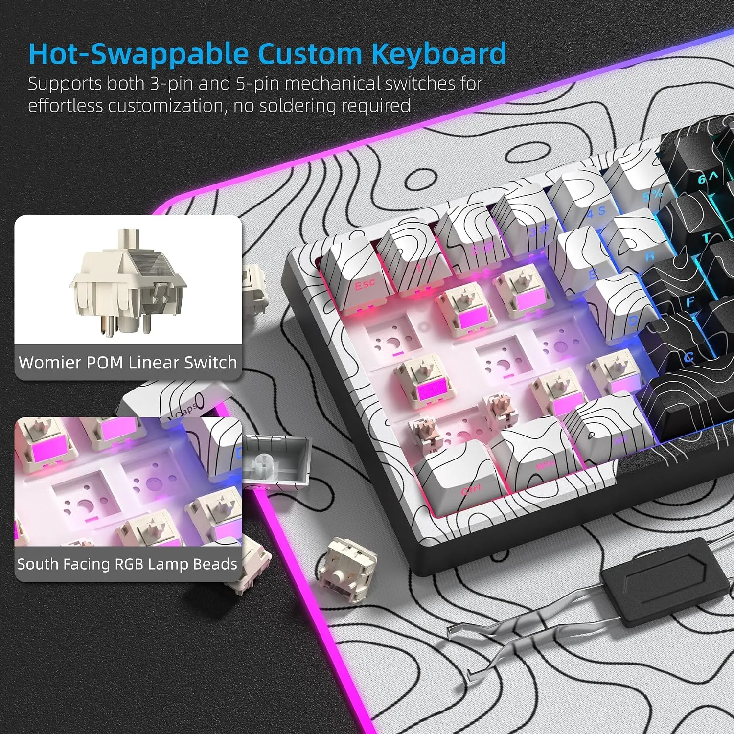 Womier Wireless Gaming Keyboard 60 Percent with QMK/VIA