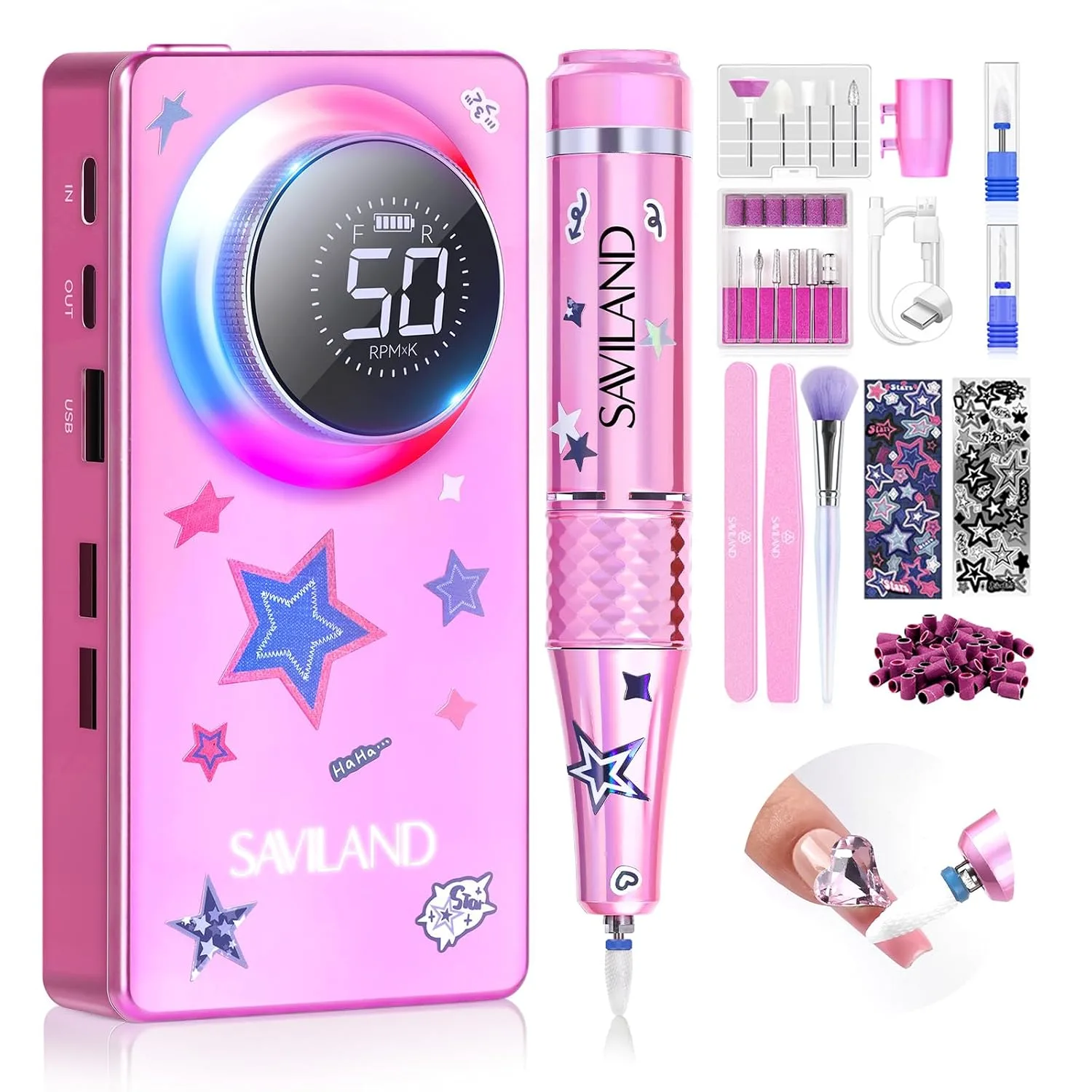 SAVILAND Professional Drill Nails Machine 50000RPM for Salon Manicure Use
