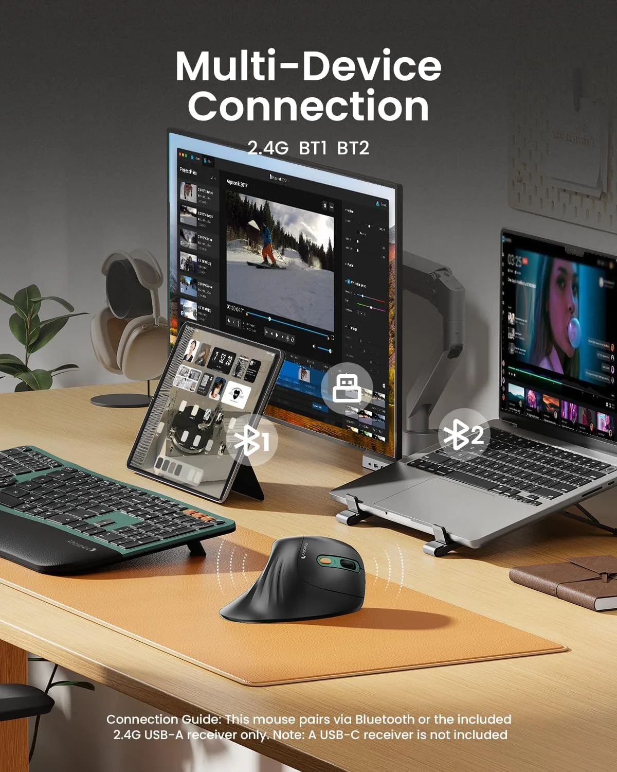 ProtoArc EM11 NL Wireless Ergonomic Mouse, Rechargeable Vertical Mice