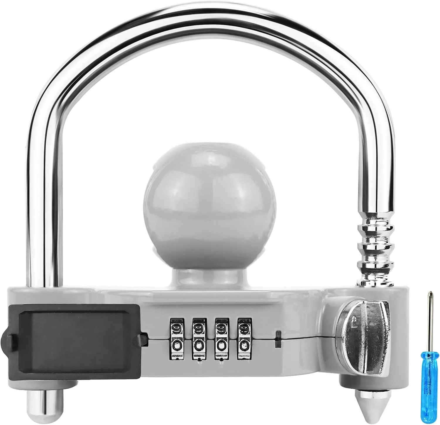 Funmit 1 Pack Universal Hitch Lock with Combination Lock, Grey