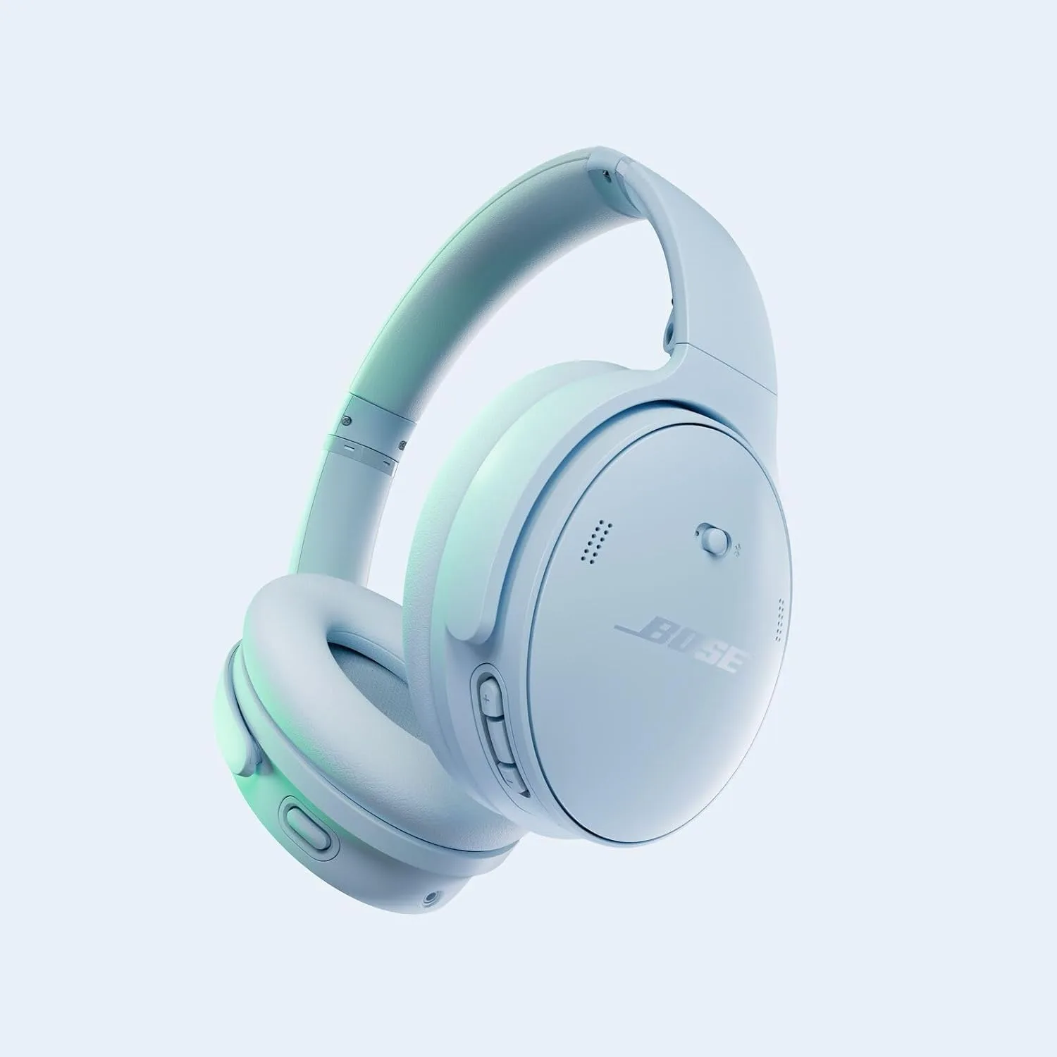 Bose QuietComfort Headphones Bundle with Fast Charger - Wireless Bluetooth Over-Ear Noise Cancelling Headphones with Mic, USB-C Charging, Deep Bass, Up to 24 Hours Playtime (Ice Blue)