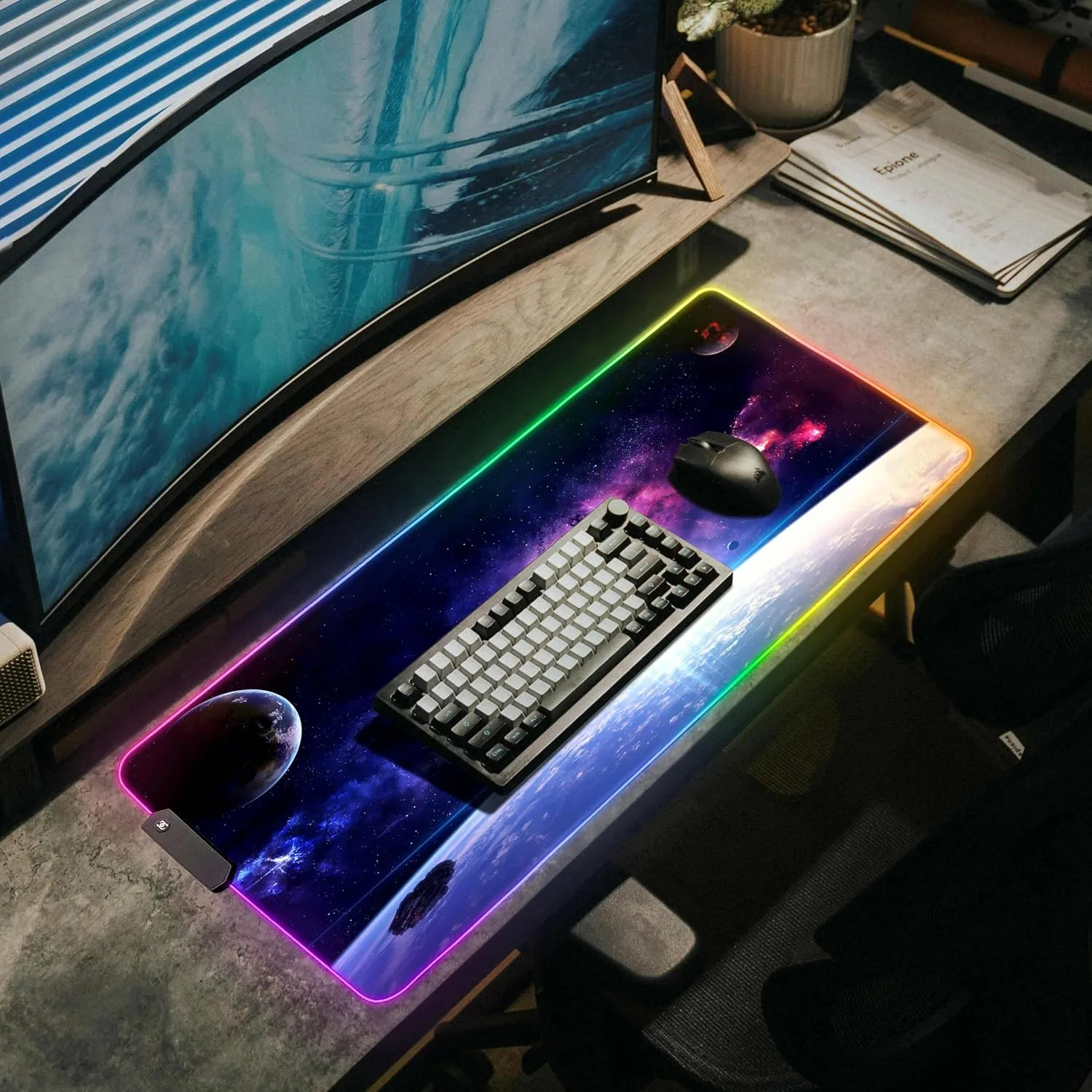 Gerlos RGB Gaming Mouse Pad, Large LED Mouse Pad for Gamer, 31.5" x 11.8"