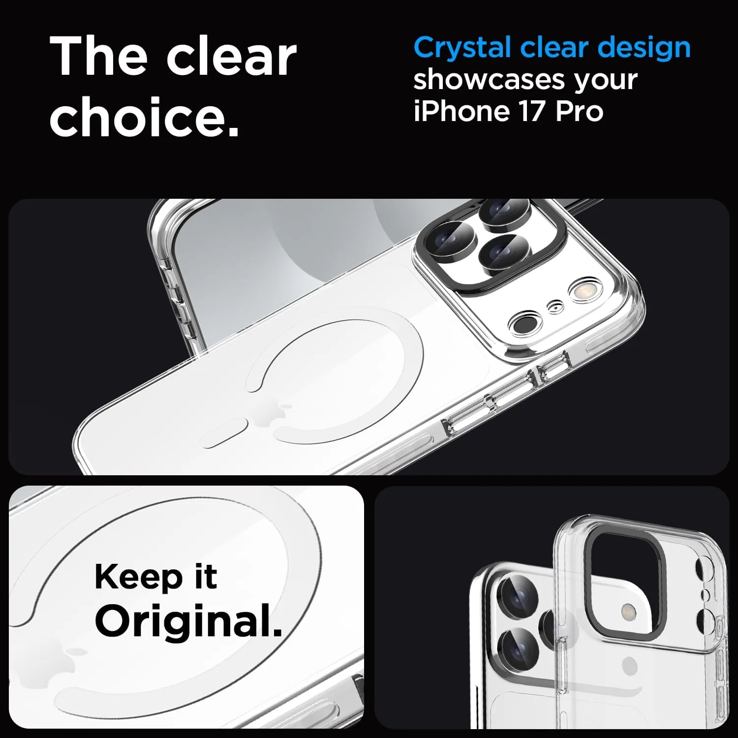 AICase Compatible with iPhone 17 Pro Max Case Clear Compatible with MagSafe, Magnetic Slim Thin Lightweight Transparent [Non-Yellowing] Magnet Mag Safe Protective Phone Case