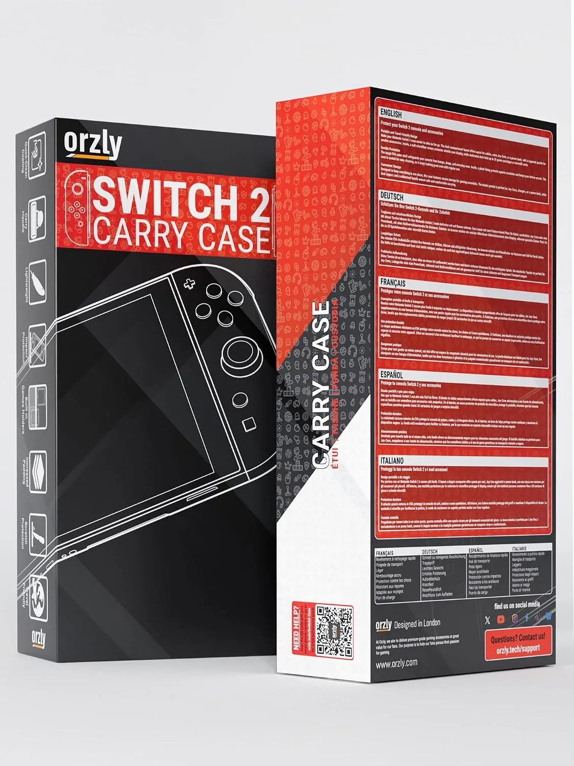 Orzly Case Compatible with Nintendo Switch 2 – Protective Travel Carry Case with Screen Padding, Game Card & microSD Slots, Zipped & Open Pockets for Accessories – 7.9" Gift Boxed
