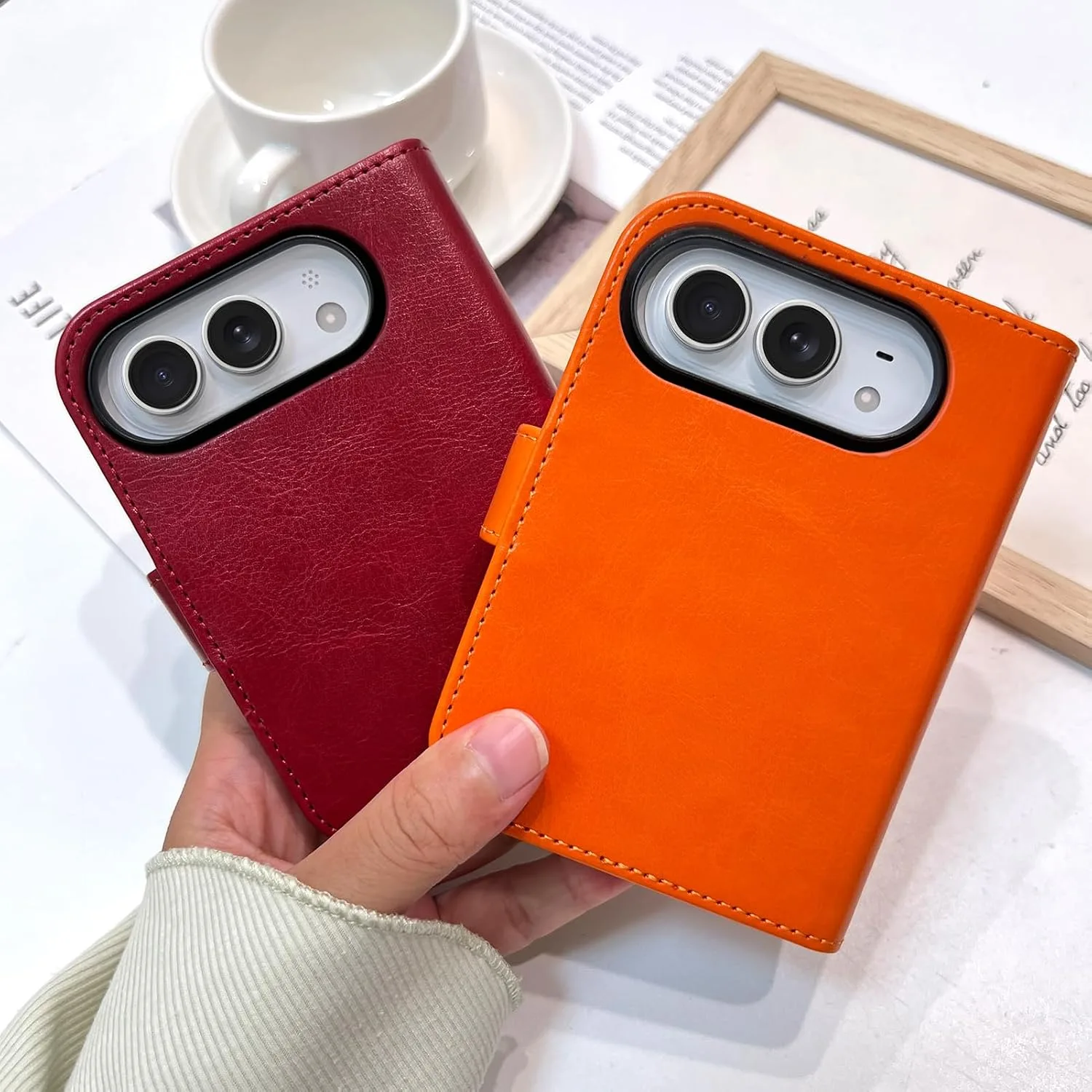 Wallet Phone Case Crafted for iPhone Duo Orange