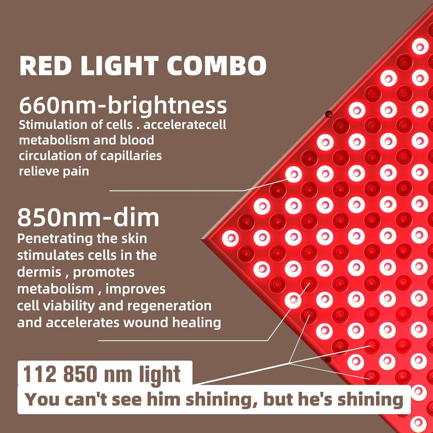 LED-Red-Light-Therapy-Device - 45W LED Panel Deep 660nm and Near-Infrared 850nm Light Combo for Skin Beauty, Pain Relief of Muscles and Joints