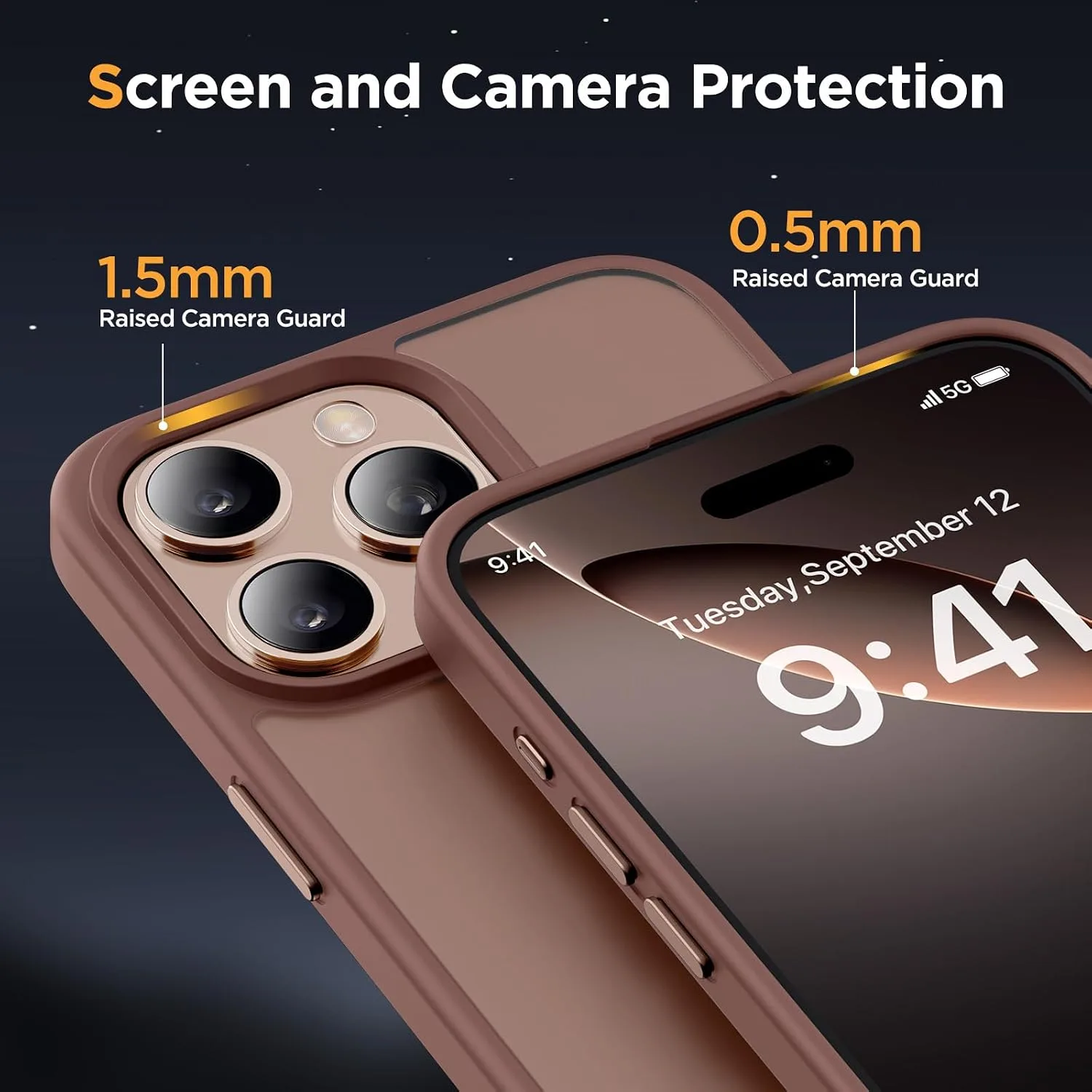 Miracase for iPhone 16 Pro Matte Series Case, Magnetic, Brown