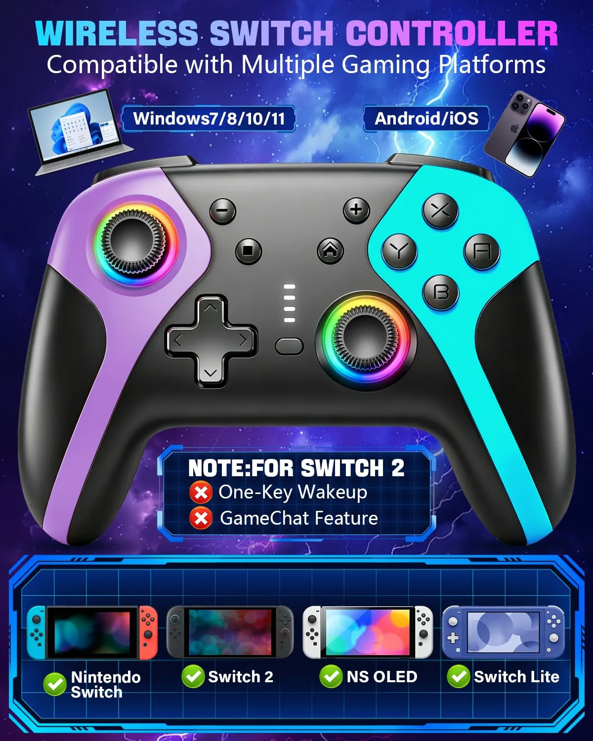 GaloDrmy Wireless Switch Controllers for Nintendo Switch/OLED/Lite/Switch 2