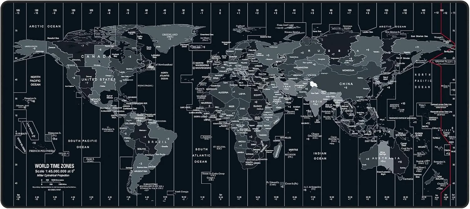 Large Mouse Pad 35.4x15.7 Inch World Map - XXL Gaming Desk Mat with Non-Slip Rubber Base, Stitched Edges | Keyboard and Mouse Pad for Gaming/Office | Portable Desk Pad