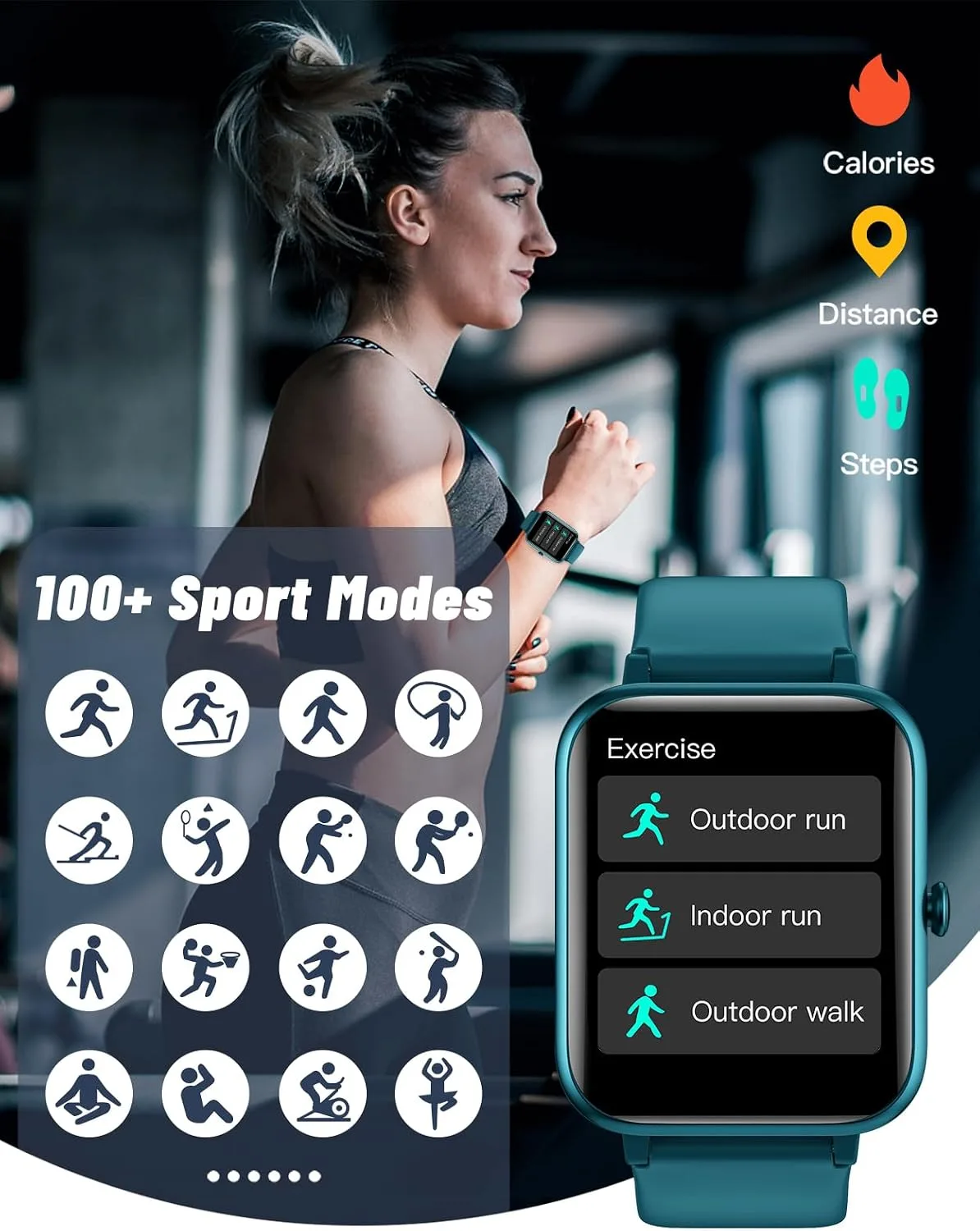 GRV Smart Watch for Men Women, Bluetooth Call, for iPhone Android Teal