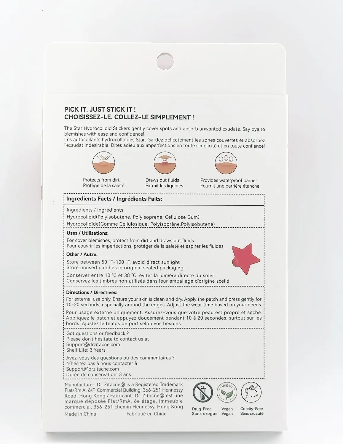 Dr. Zitacne Pimple Patches for Face, Star Hydrocolloid Acne Patches Professional 255 ct. 5 Colors & 5 Sizes(8/10/12/14/16mm) Suit Various Blemish, Cute Spot Stickers Invisible Zit Absorbing, Tea Tree