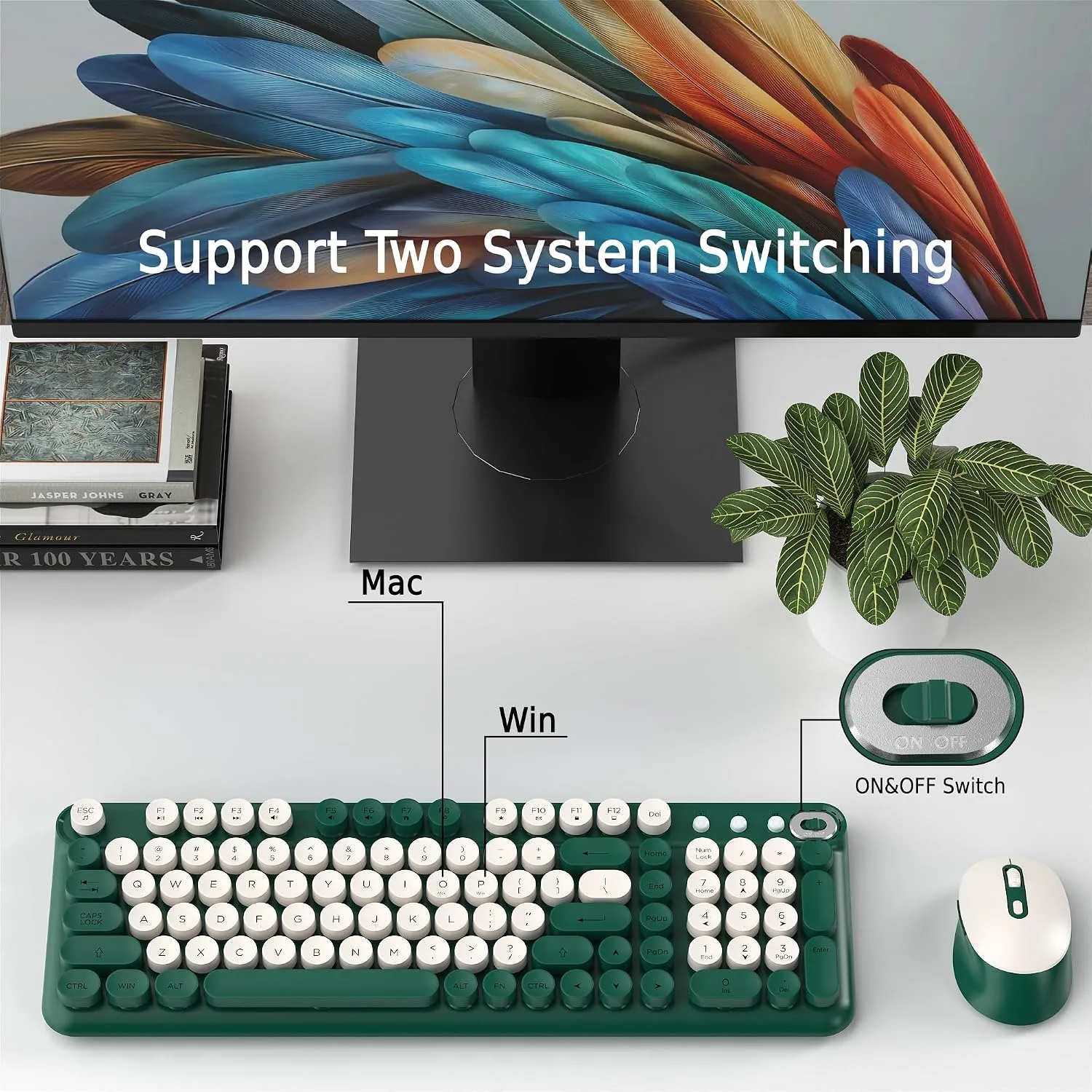 Colorful Wireless Keyboard and Mouse Combo (Green)