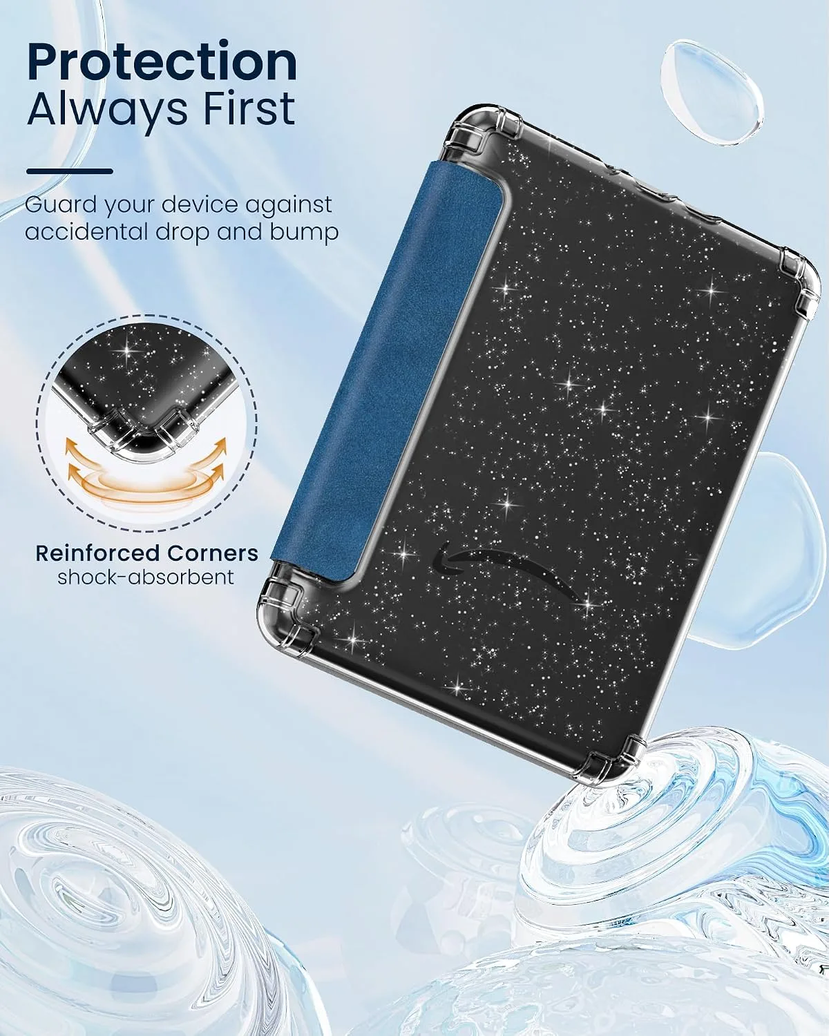 MoKo Case for 7" Kindle Paperwhite 12th Gen & Colorsoft, Blue Vintage Twill
