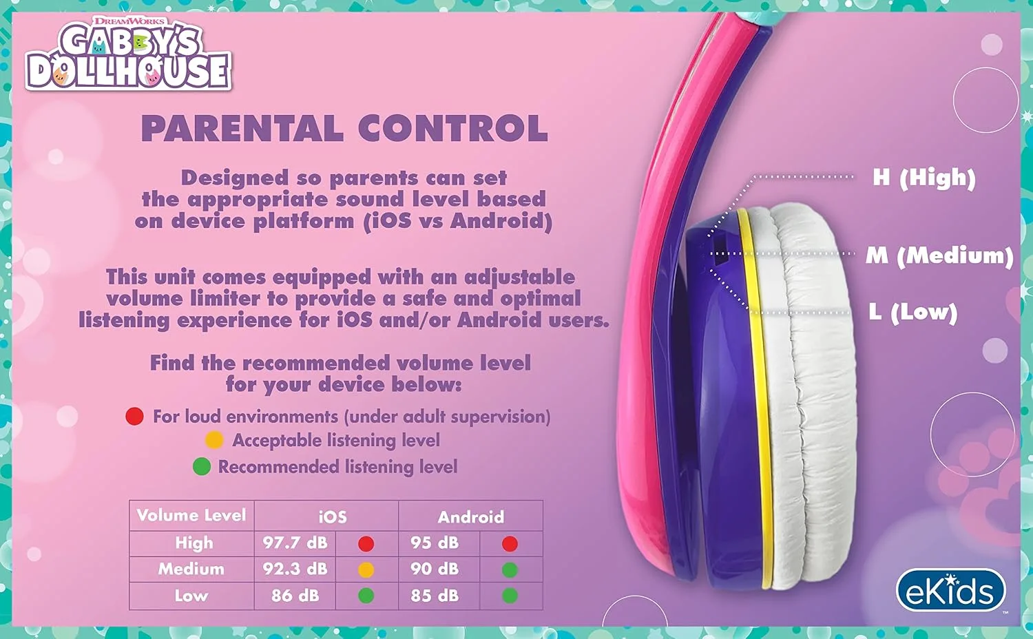 Gabbys Dollhouse Kids Headphones with 3.5mm Jack, Wired Headphones