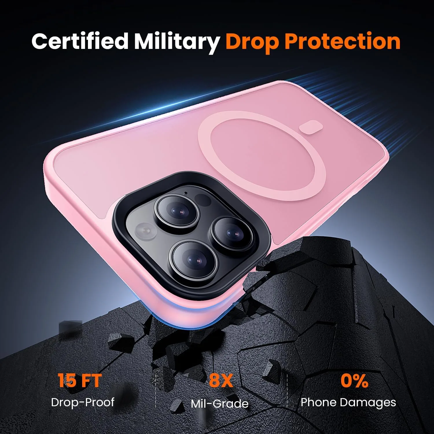 toushion 3 in 1 for iPhone 16 Pro Max Case Matte Pink