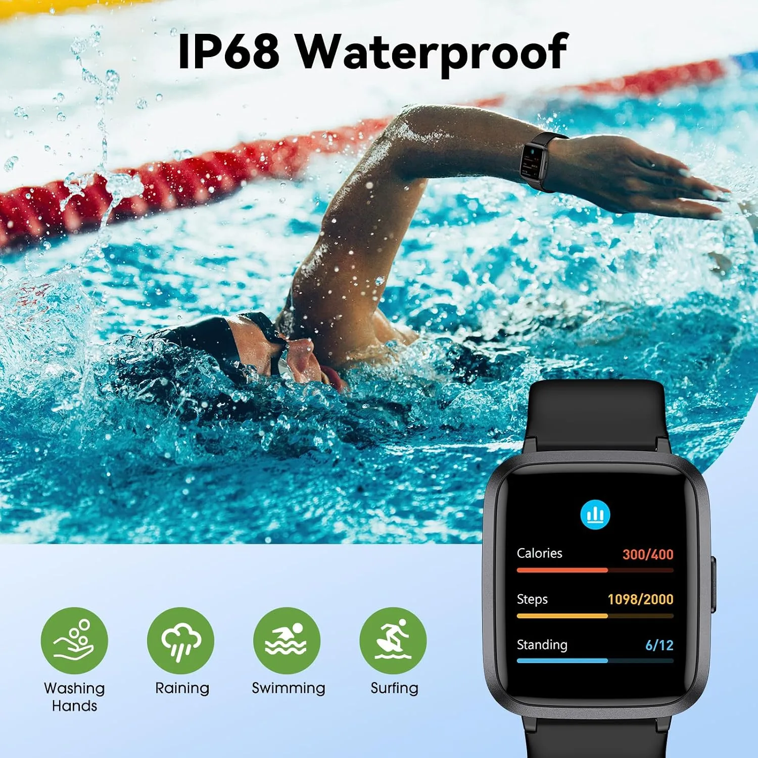 Fitness Tracker Watch with Heart Rate, No App No Phone Required, Pedometer