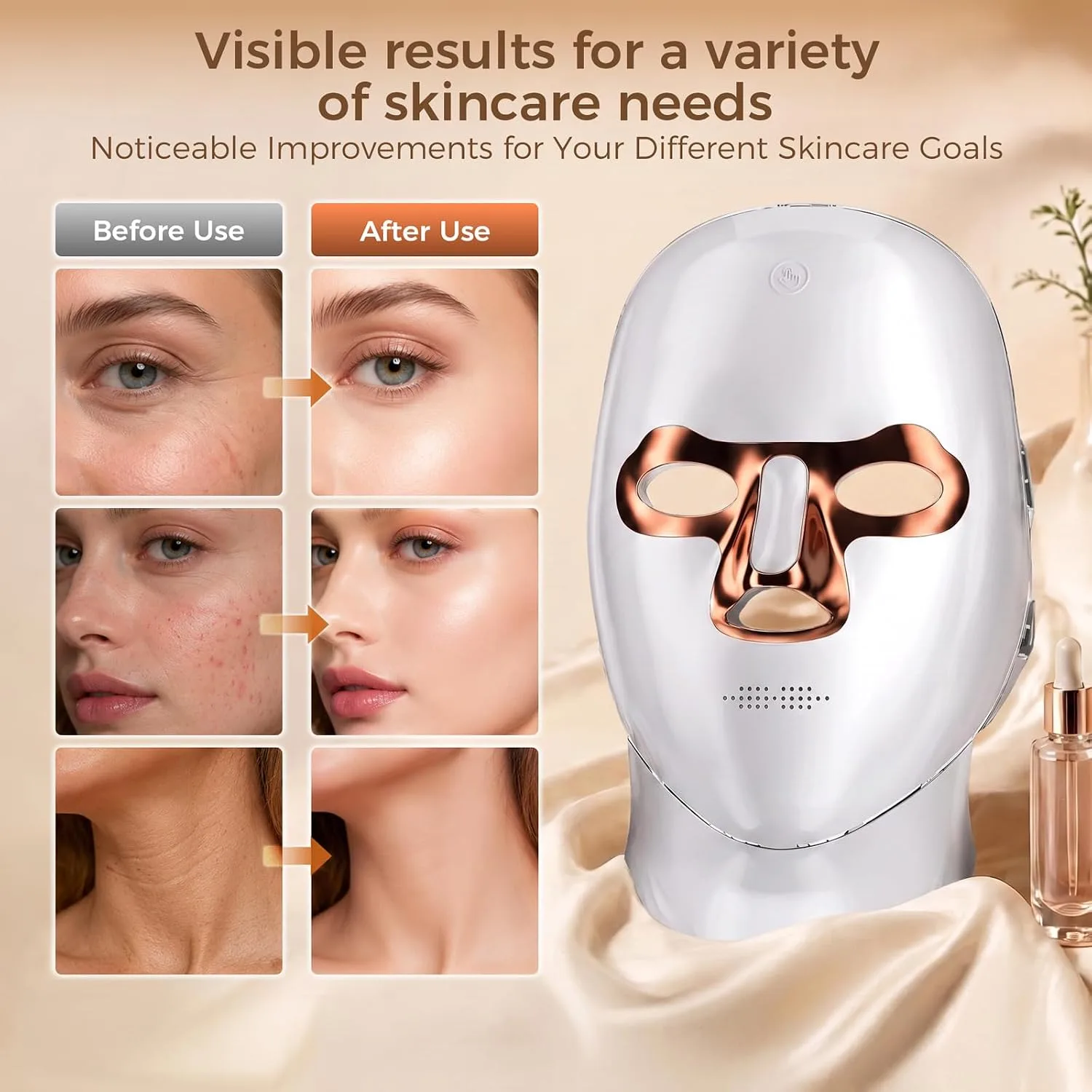 Red Light Therapy for Face & Neck, Wireless LED Face Mask Light Therapy, Rechargeable Red Light Therapy Facial Mask with Timing Function Full Coverage for Home, Travel, Yoga and Sleep Skincare