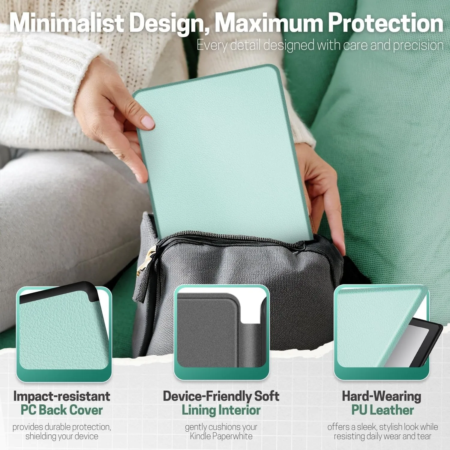 TNP Kindle Paperwhite 12th Gen Case, Colorsoft 7-Inch Cover, Agave Green