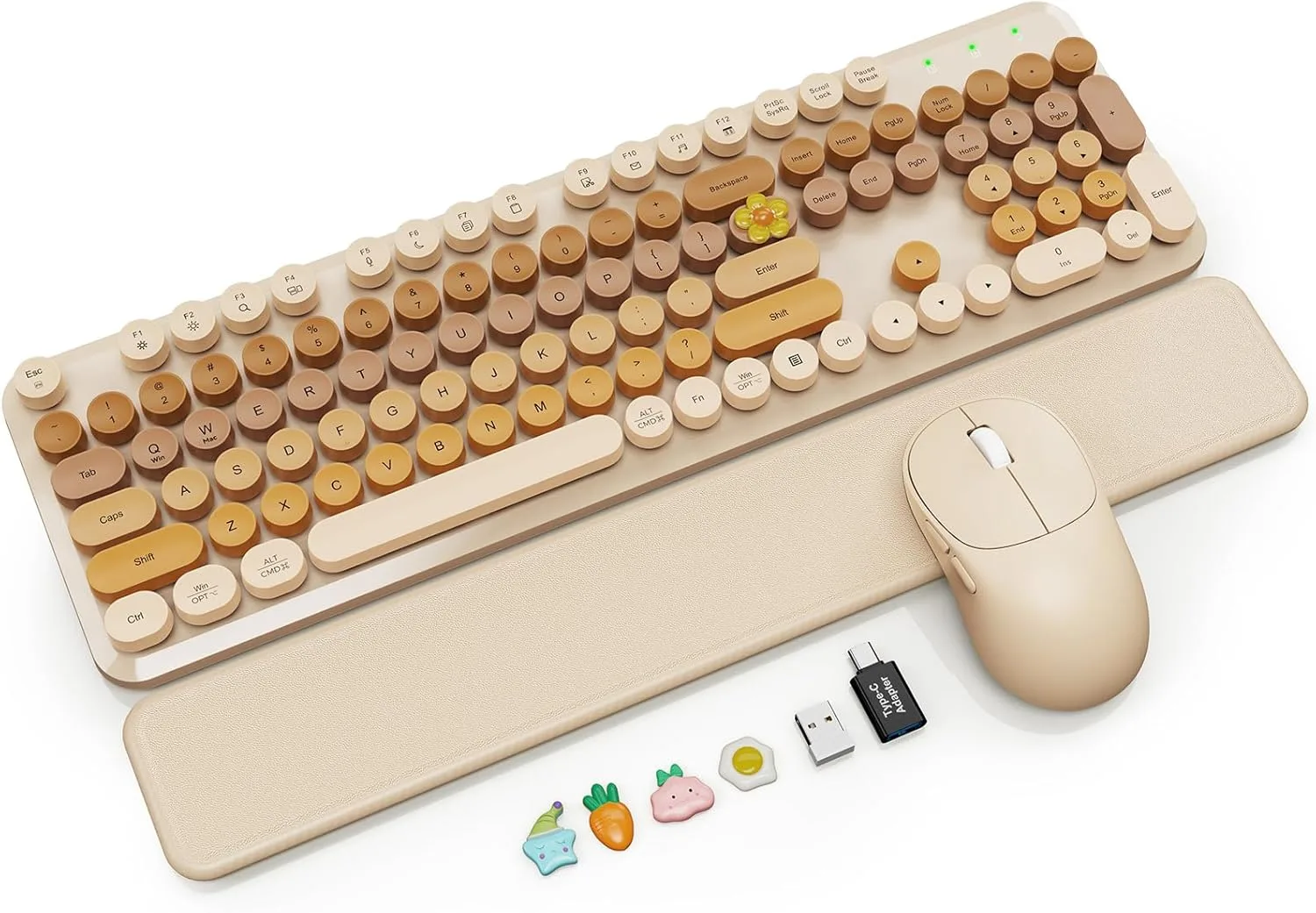 Wireless Keyboard and Mouse Combo, Magnetic Soft-Touch Wrist Rest, Beige