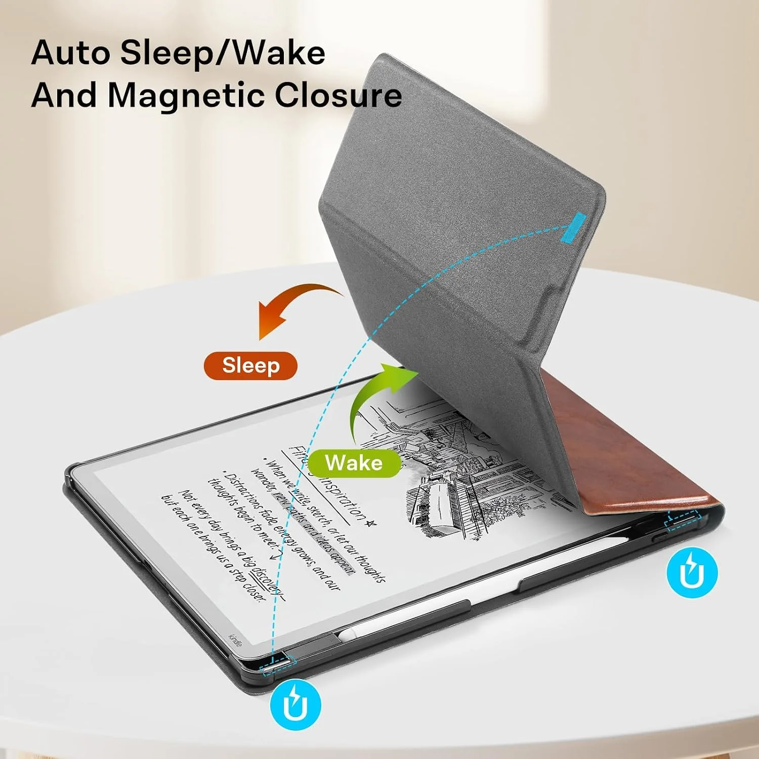 CoBak Case for 11" Kindle Scribe 3rd Generation 2025, Kindle Scribe Colorsoft with Two Viewing Angles - All New PU Leather Cover with Auto Sleep Wake, Pen Holder. Vintage Brown