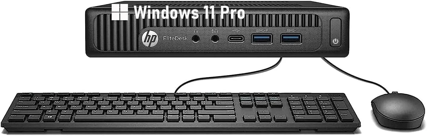HP EliteDesk 800 G2 Mini PC Desktop Computer, Quad-Core i5-6500T, 8GB RAM, 256GB SSD, Keyboard and Mouse, WiFi, BT, DisplayPort, Windows 11 Pro (Renewed)