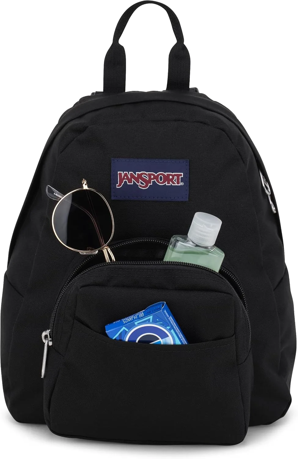 JanSport Half Pint Mini Backpack, 10.2 L - Durable Mini Bag Purse with Adjustable Shoulder Straps, Single Main Compartment, Zippered Stash Pocket, Black