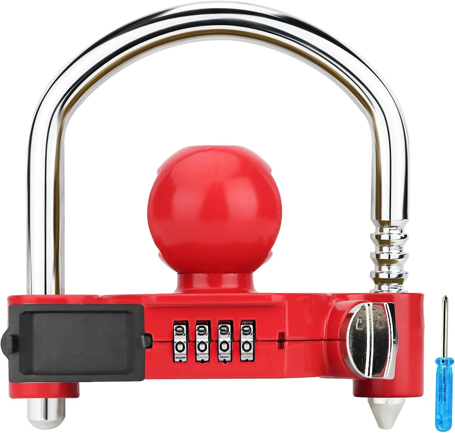 Funmit 1 Pack Universal Hitch Lock with Combination Lock, Red
