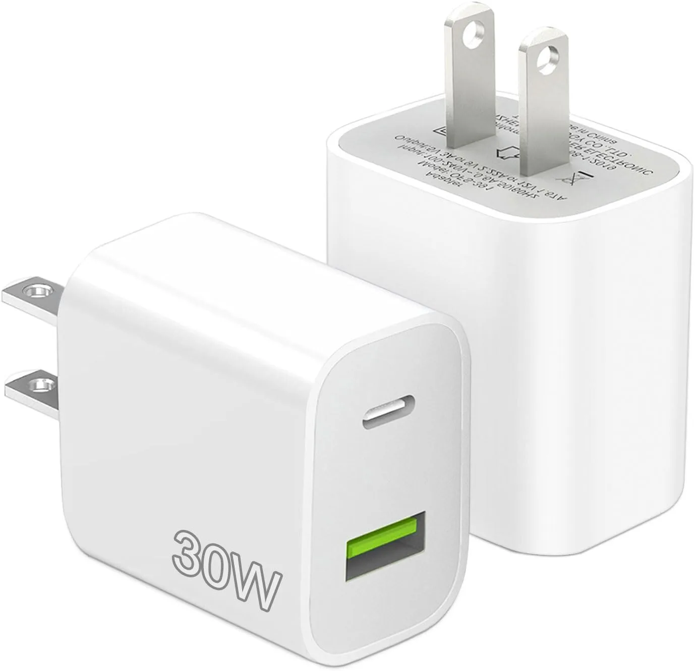 2 Pack 30W USB C Charger Block, Dual Port Type C Wall Charger Fast Charging