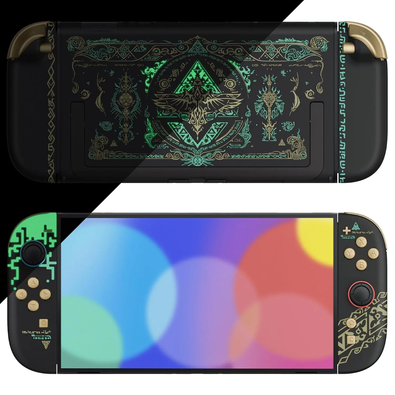 eXtremeRate DIY Replacement Shell Buttons for Nintendo Switch 2, Full Set Back Plate Controller Housing with Buttons for Switch 2 Handheld Console & Joycon 2 - Deluxe Version - Totem of Kingdom Black