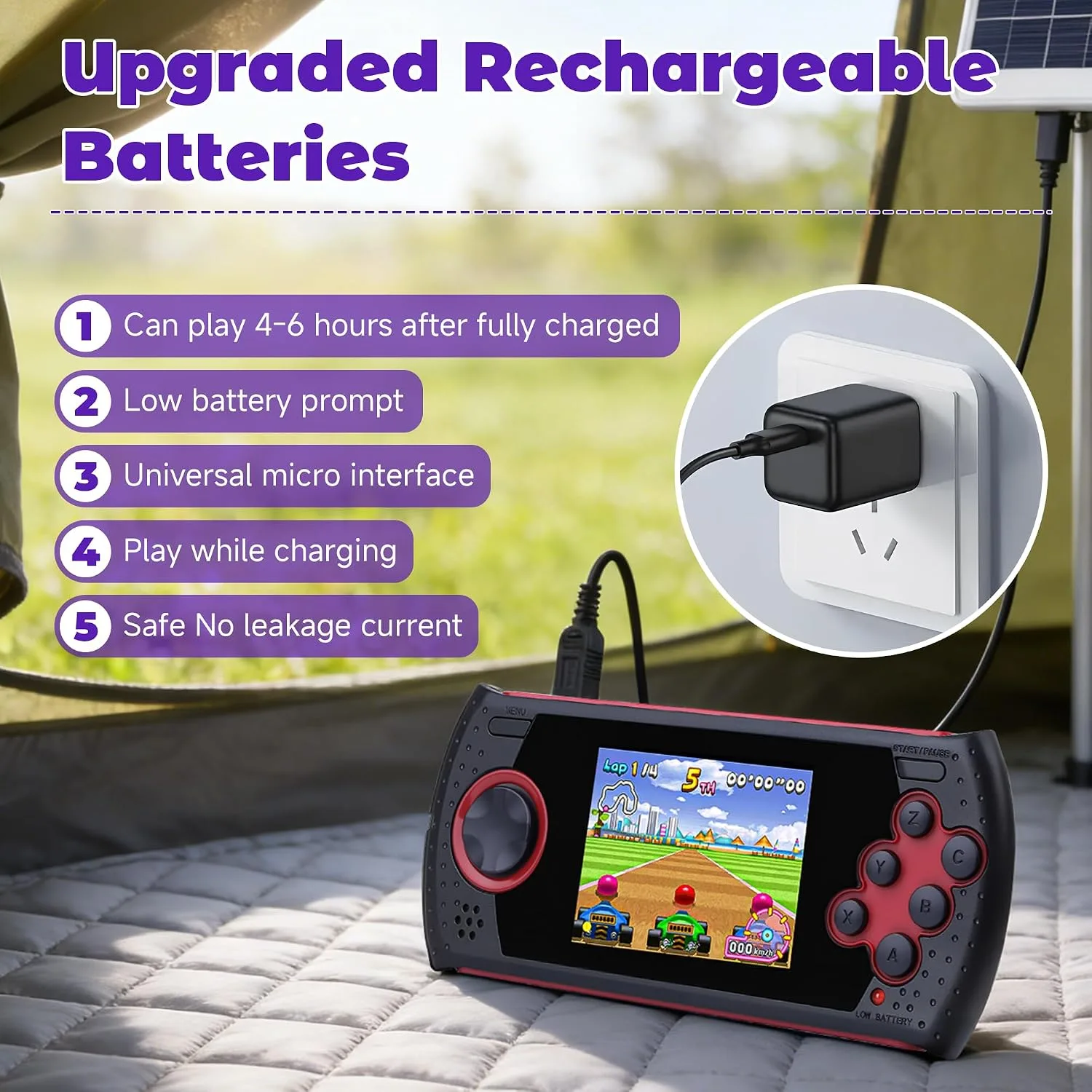 16 Bit Handheld Game for Kids Built-in 230 HD Classic Retro Video Games USB Rechargeable 3.0 Inch Childrens Travel Electronics Toys Portable Gaming Player System Gift for Boys Girls Ages 4-8-12