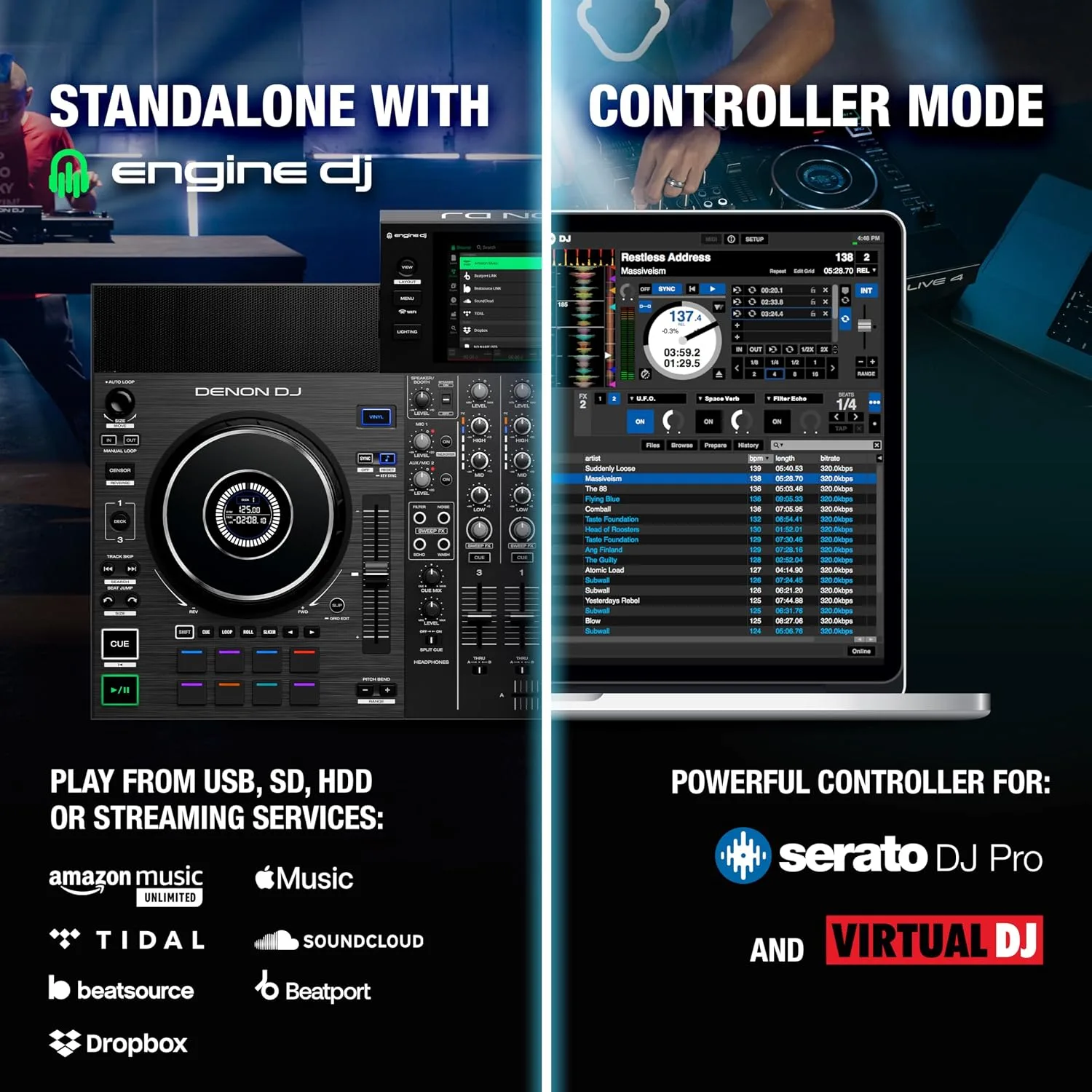 Denon DJ SC LIVE 4 Standalone DJ Controller Black