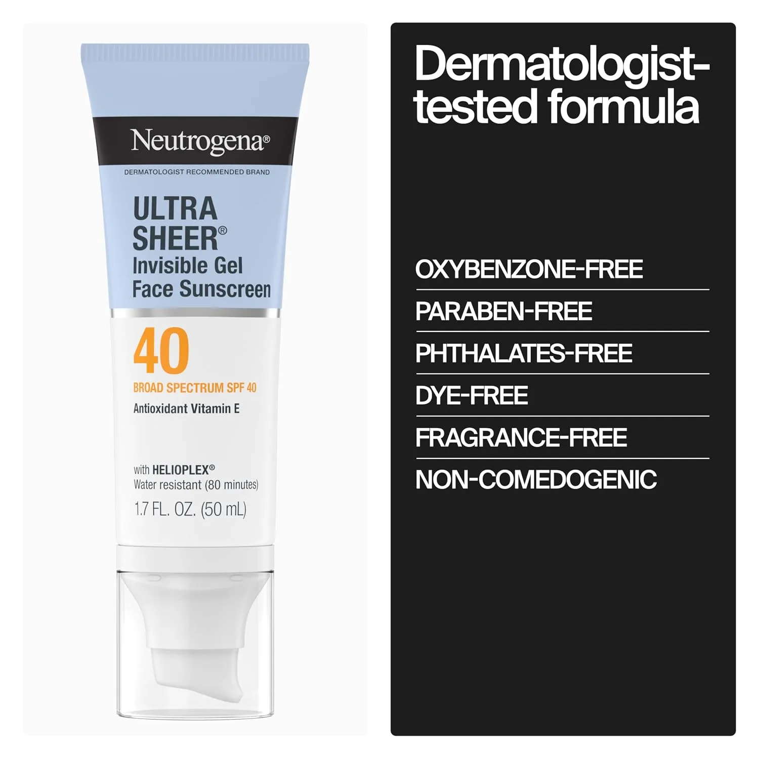 Neutrogena Ultra Sheer Invisible Gel Face Sunscreen, SPF 40, 1.7 oz