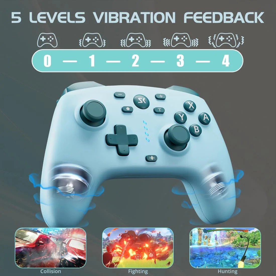 Wireless Switch Controller for Switch/Switch 2/OLED/Lite/PC(Blue+Lake Blue)