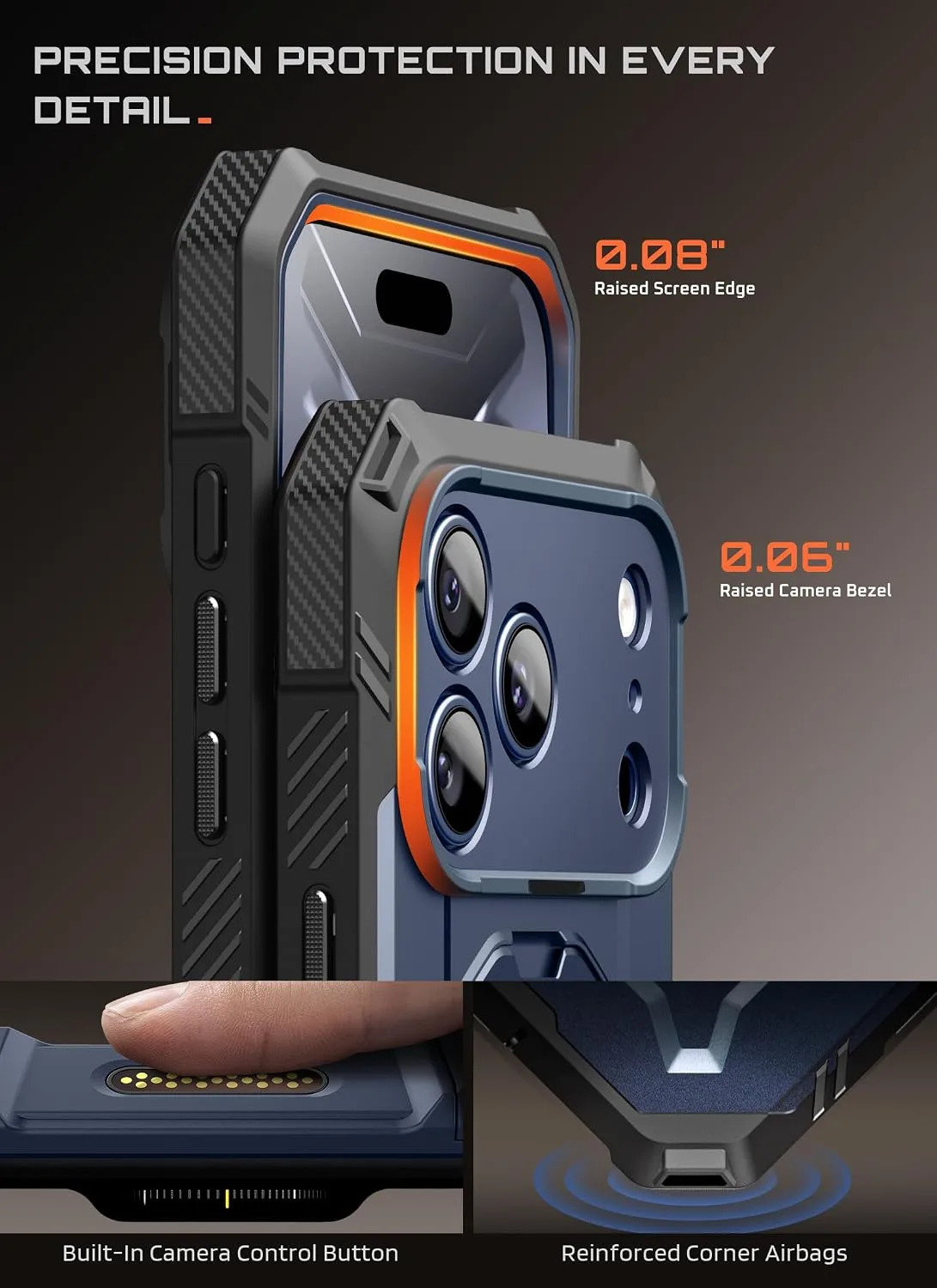 SUPCASE for iPhone 18 Pro Case/iPhone 17 Pro Case, Glass Protector, Azure