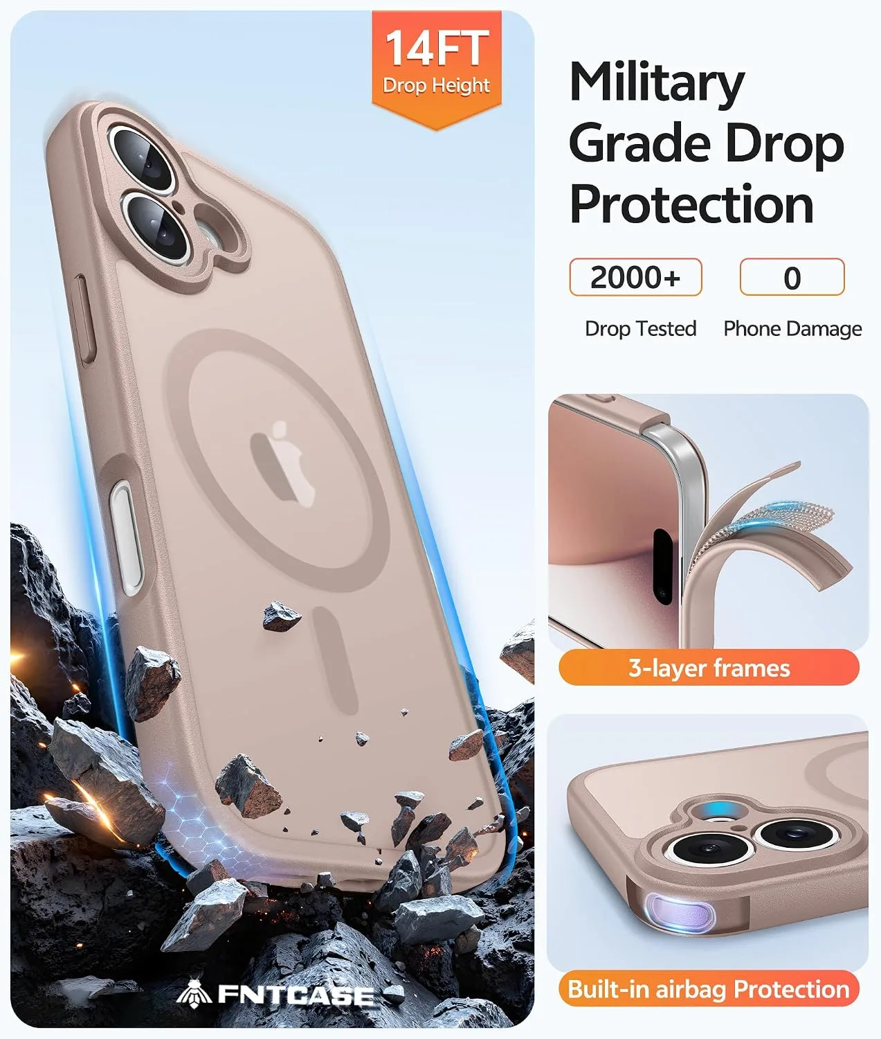 FNTCASE for iPhone 17 Case, Fit for Magsafe, Desert Gold