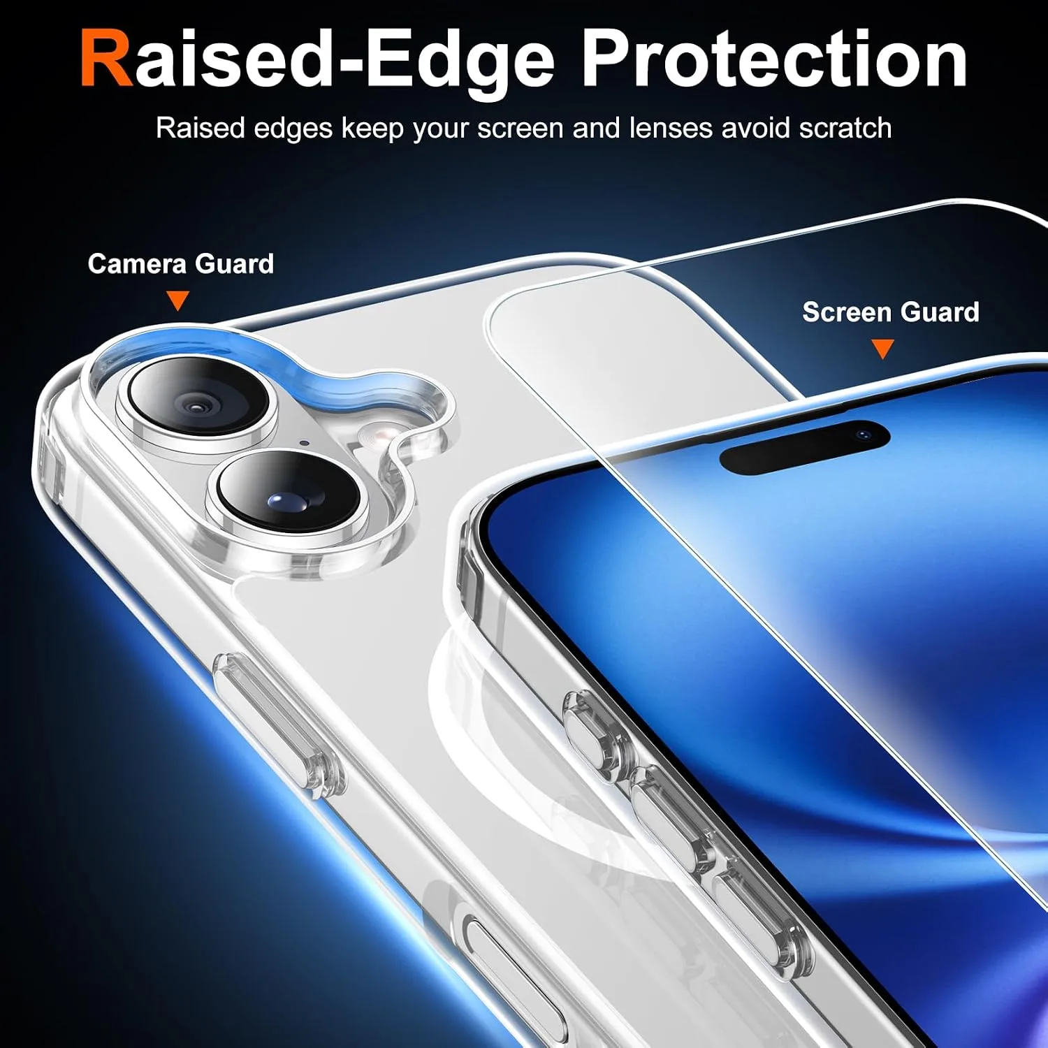 Temdan for iPhone 16 Case with Screen Protector Clear