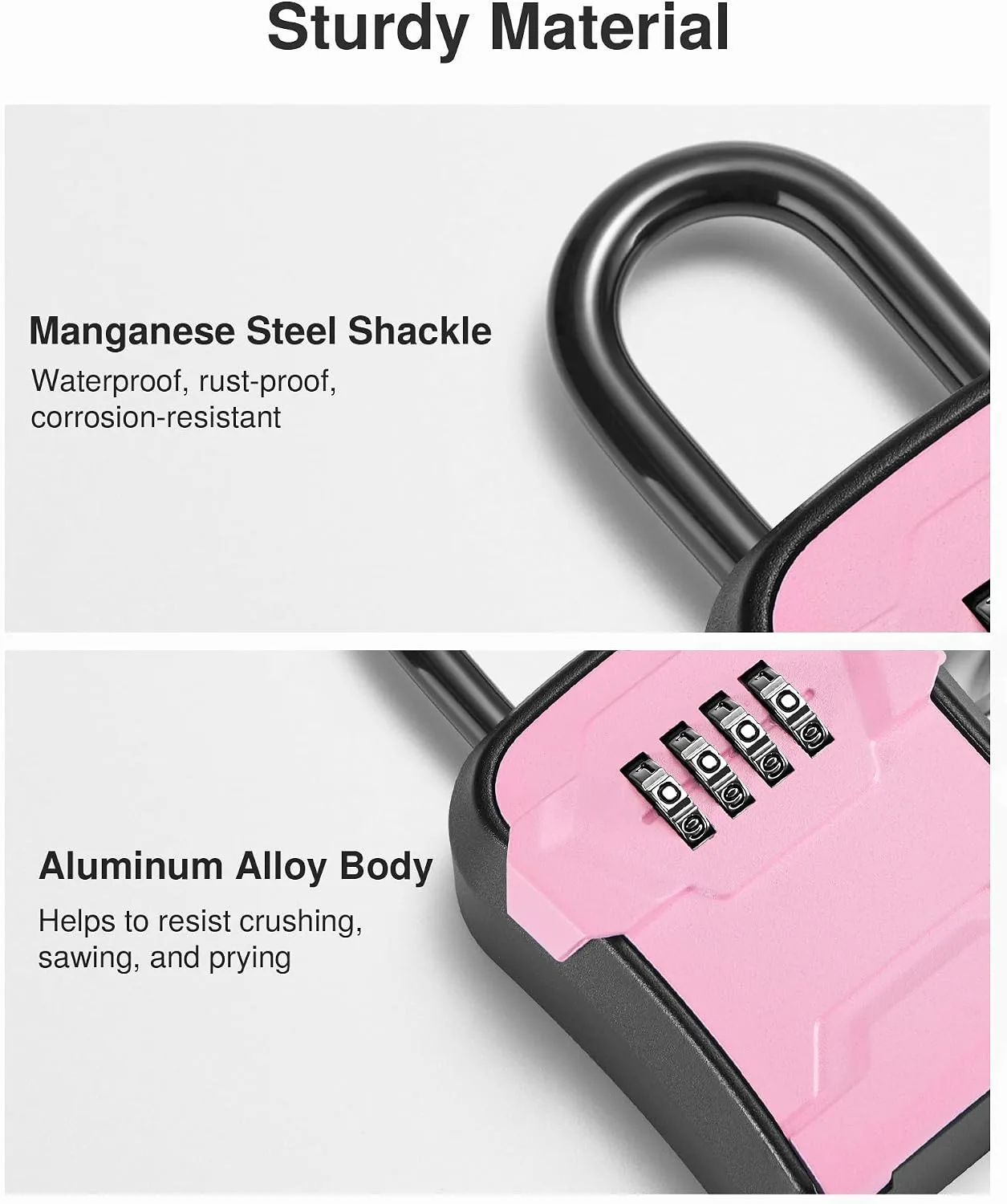 Puroma Key Lock Box for House Keys Combination Lockbox with Code, 1 Pink