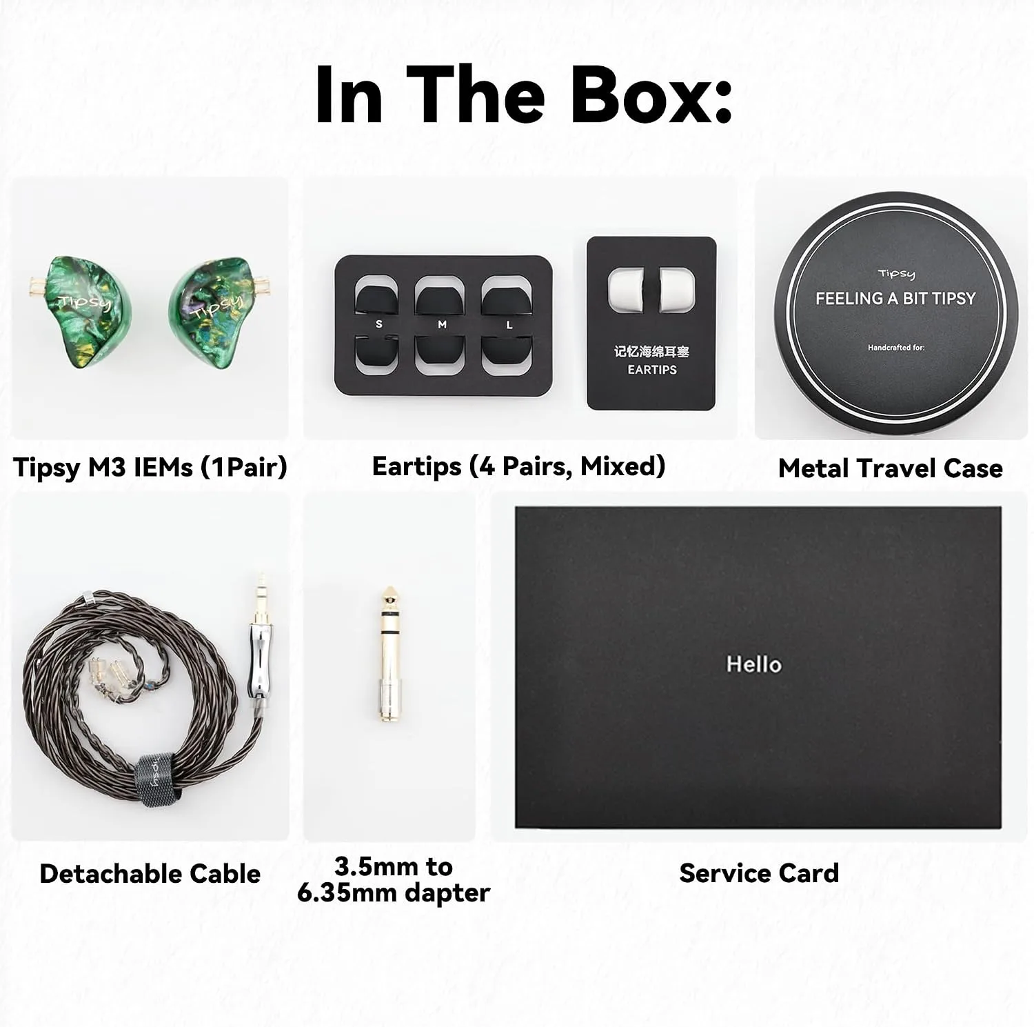Tipsy M3 Professional IEM for Musicians, 2BA + 1DD Drivers, 36dB PNC, IPX5, Acoustic-Runway™ Technology, Skin-Friendly Resin, Detachable 0.78mm 2-pin Cable (No Mic, Green)