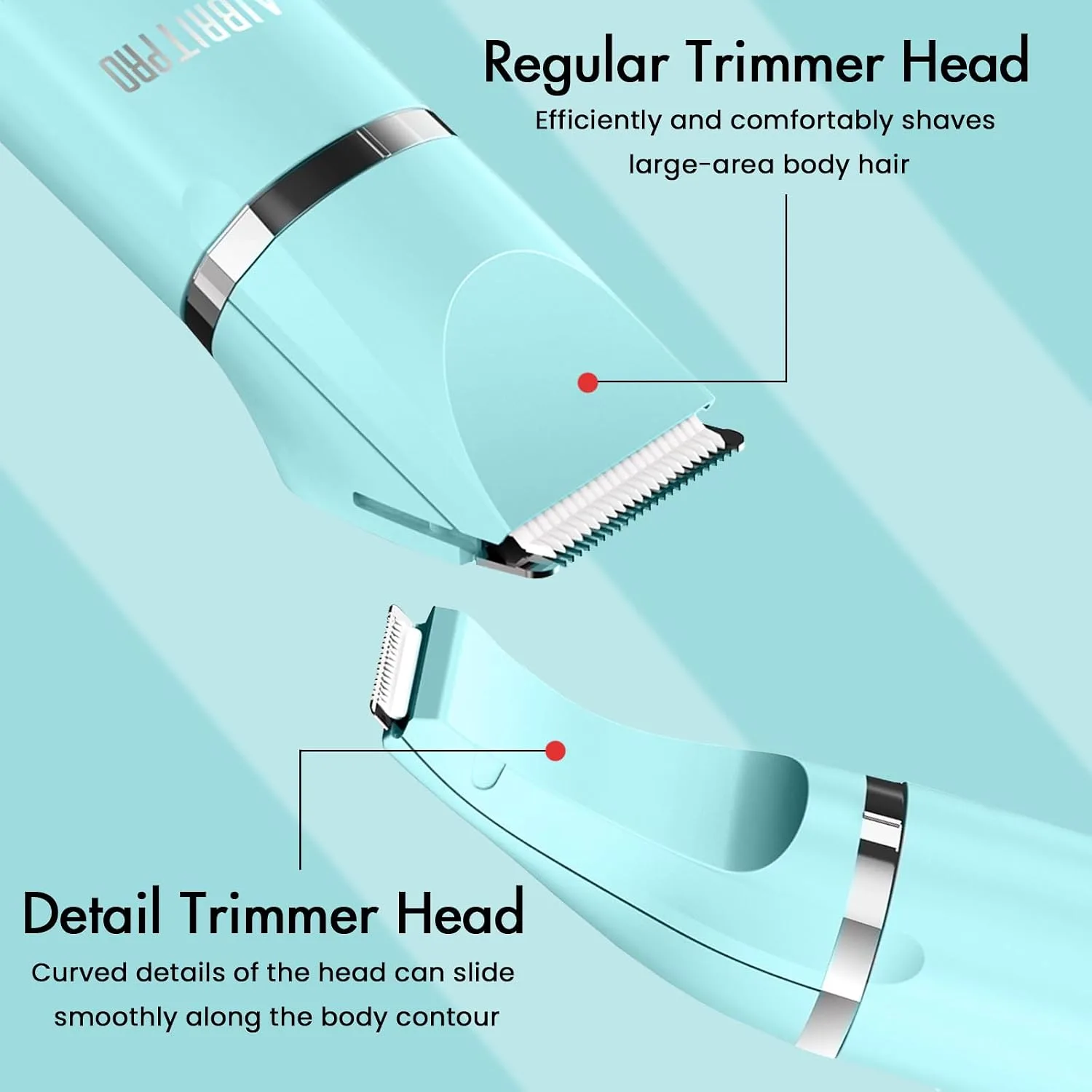 AIBRIT PRO Electric Bikini Trimmer for Women,2 in 1 Electric Shaver for Women Pubic Hair, Portable Razors for Shaving with 2 Trimmer Heads,IPX7 Waterproof (Blue)