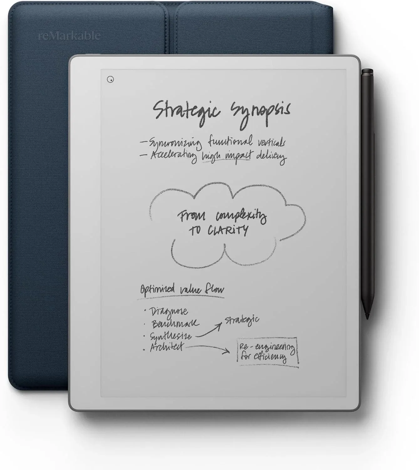 Tableta gráfica reMarkable Paper Pure 10.3 pulgadas con Marker Plus y funda Ocean Blue