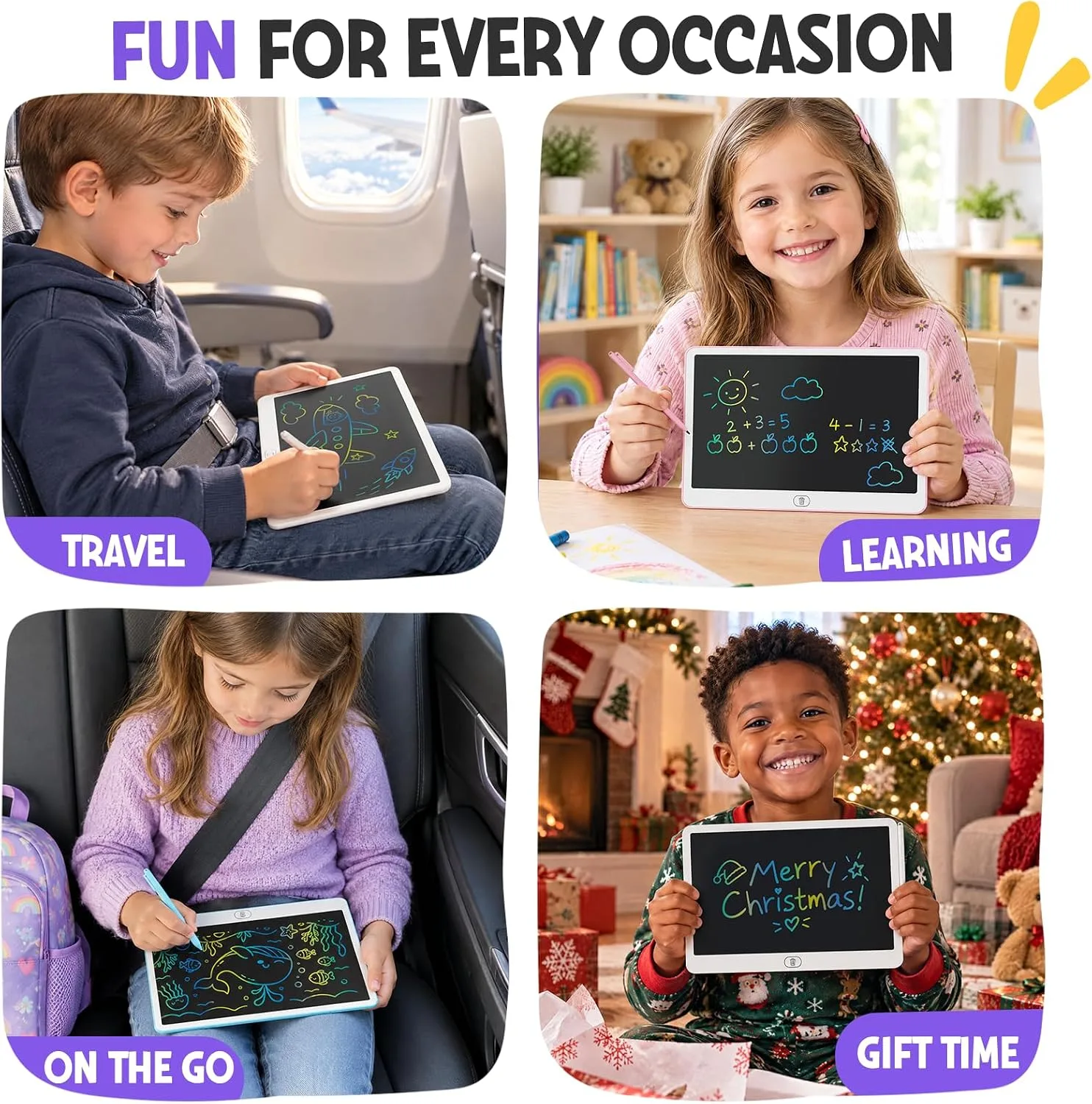 10 Inch LCD Writing Tablet for Kids - Eye Protection Drawing Pad with Stylus & Erasable Gift for Boys, Girls, Kids Age 3, 4, 5, 6, 7, 8, 9-12 Years Old (Pink, 10 inch)