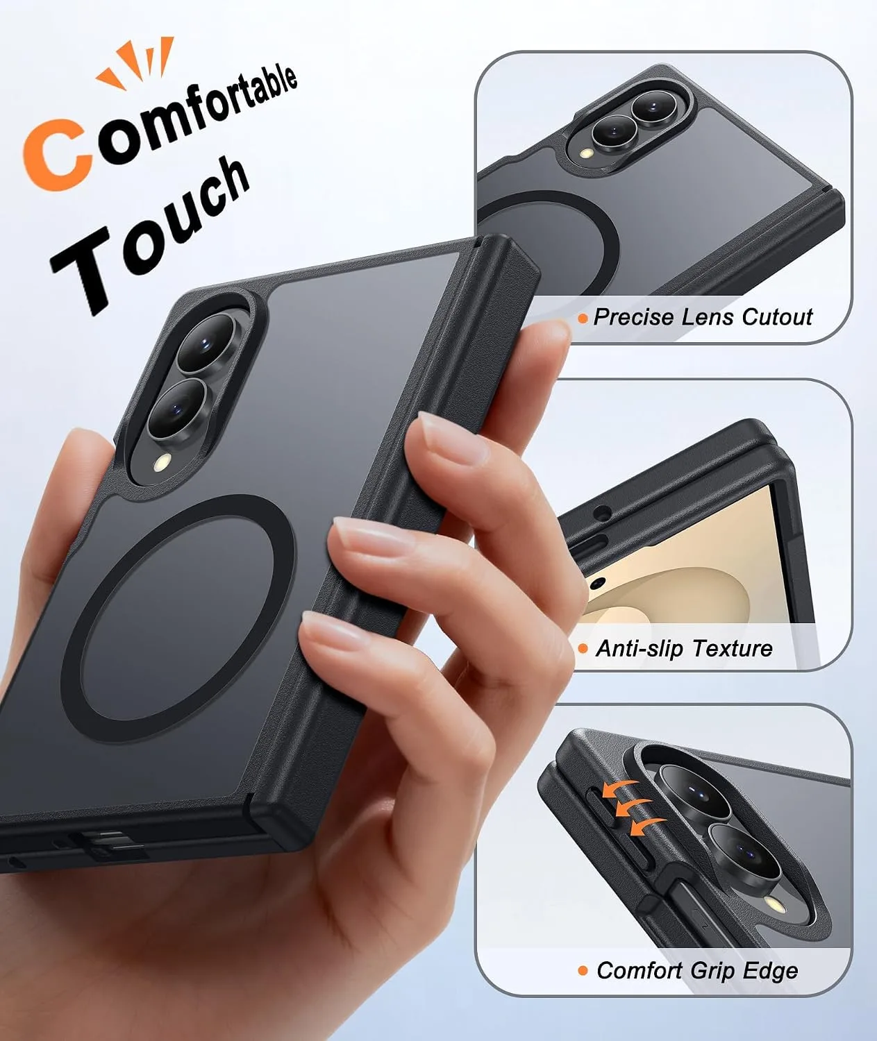 FNTCASE for Samsung Galaxy Z Fold 8 Case Fit for MagSafe Black
