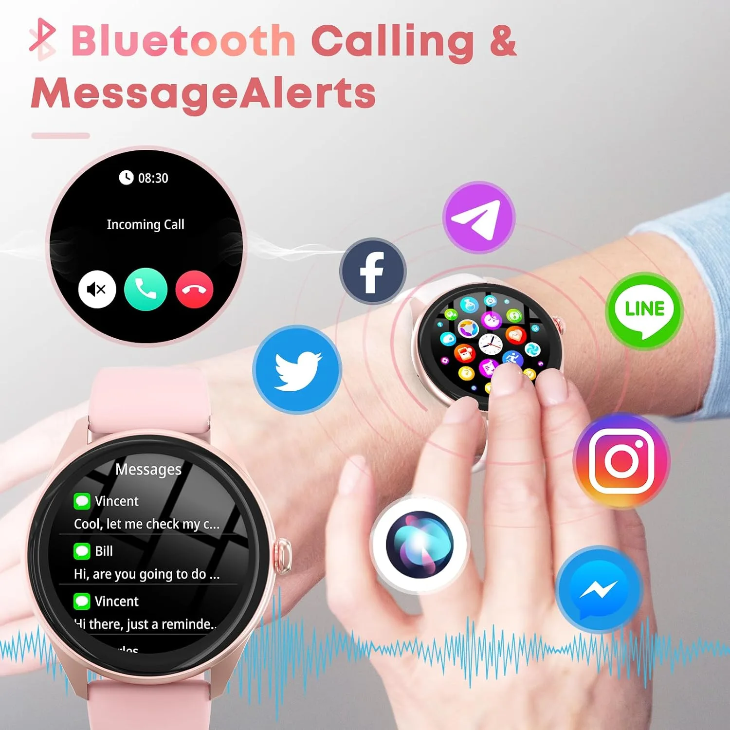 Smart Watch for Men, 1.39" HD Touchscreen Smartwatch with 120 Sports Modes,Heart Rate/Sleep Monitor, Music Control Fitness Watch for iPhone/Android (New Pink)