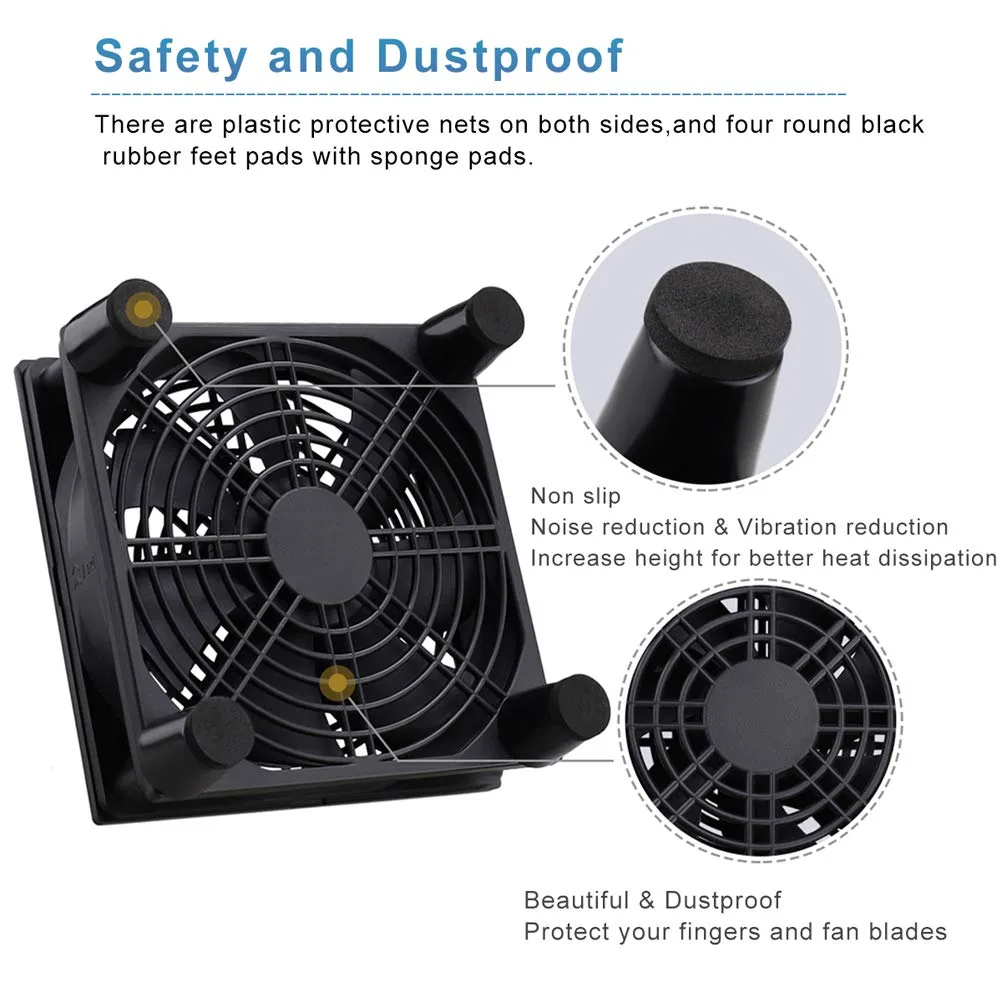 GDSTIME 120mm Router Fan Cooler, L/M/H 3 Speed Controller DC 5V USB Powered
