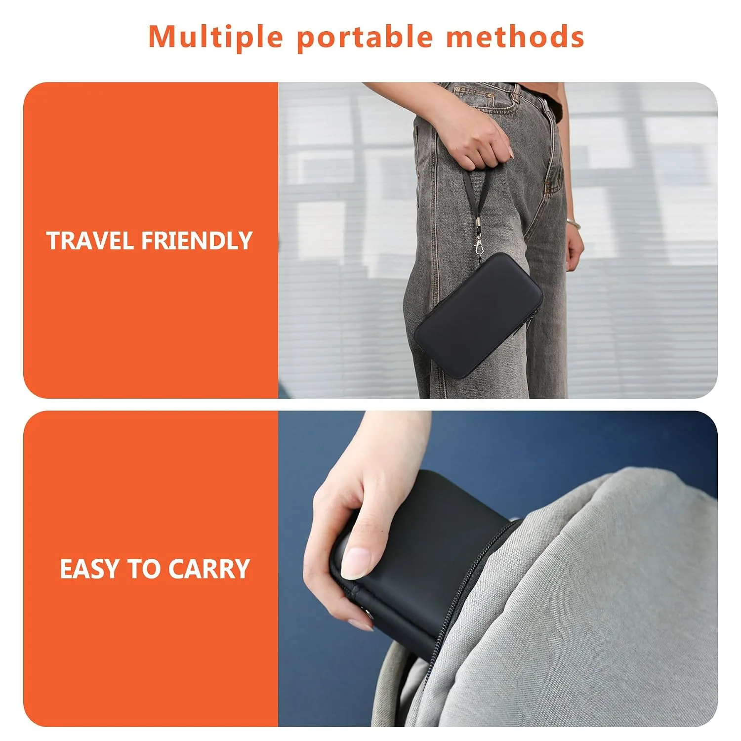 Supmay Hard Carrying Case Compatible with Nintendo DS Lite NDSL, Gameboy Advance Games Storage Holder Travel Bag with Mesh Pocket for USB Charging Cable, Stylus, Earphones, Game Cartridge, Orange
