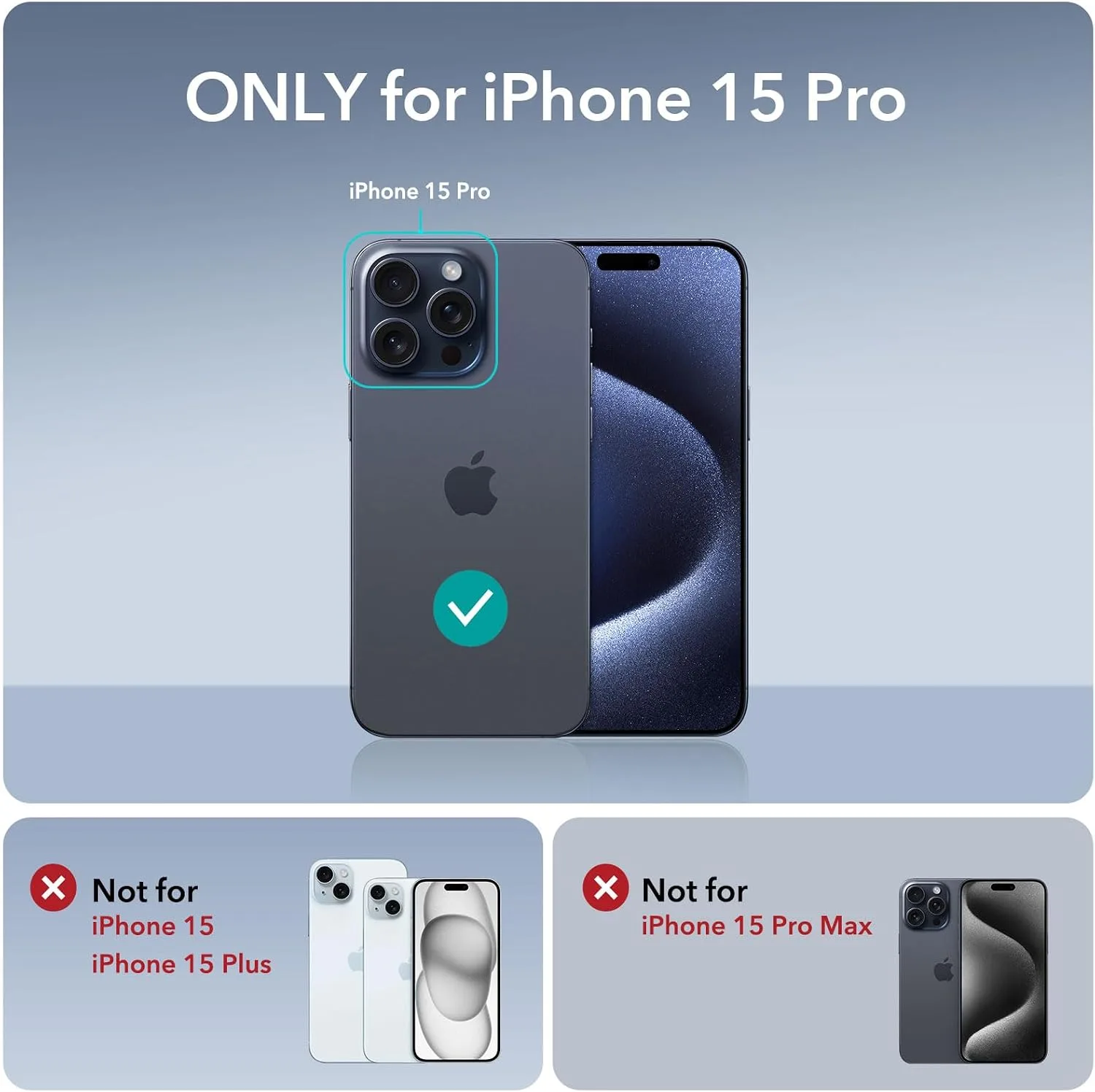 ESR Classic Hybrid Case for iPhone 15 Pro with Flex Stand, Clear Dark Blue