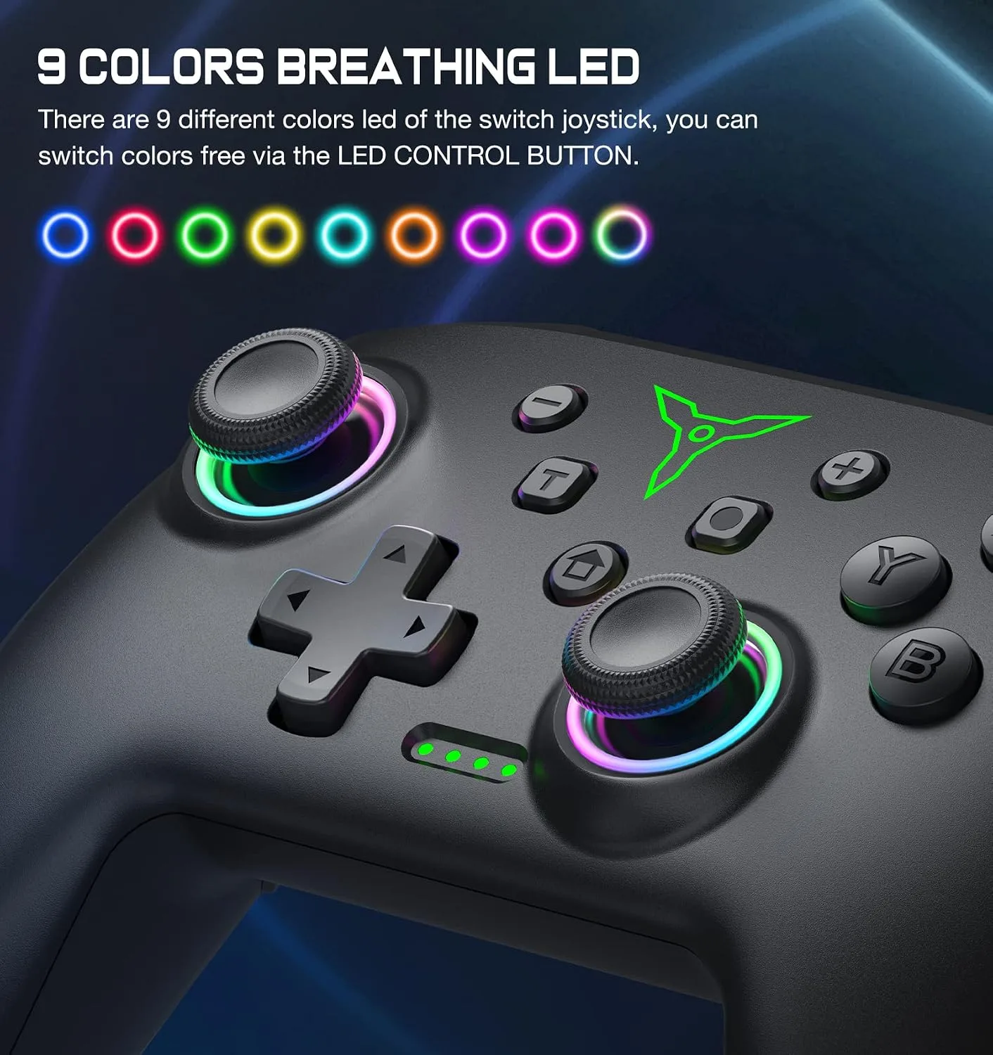 ELISWEEN Switch Controller, Wireless Switch Controller Compatible with Switch Controller 1/Switch 2/Switch Lite/OLED, Wireless Switch Controllers Work with iOS/Android/PC with RGB Light, Programmable