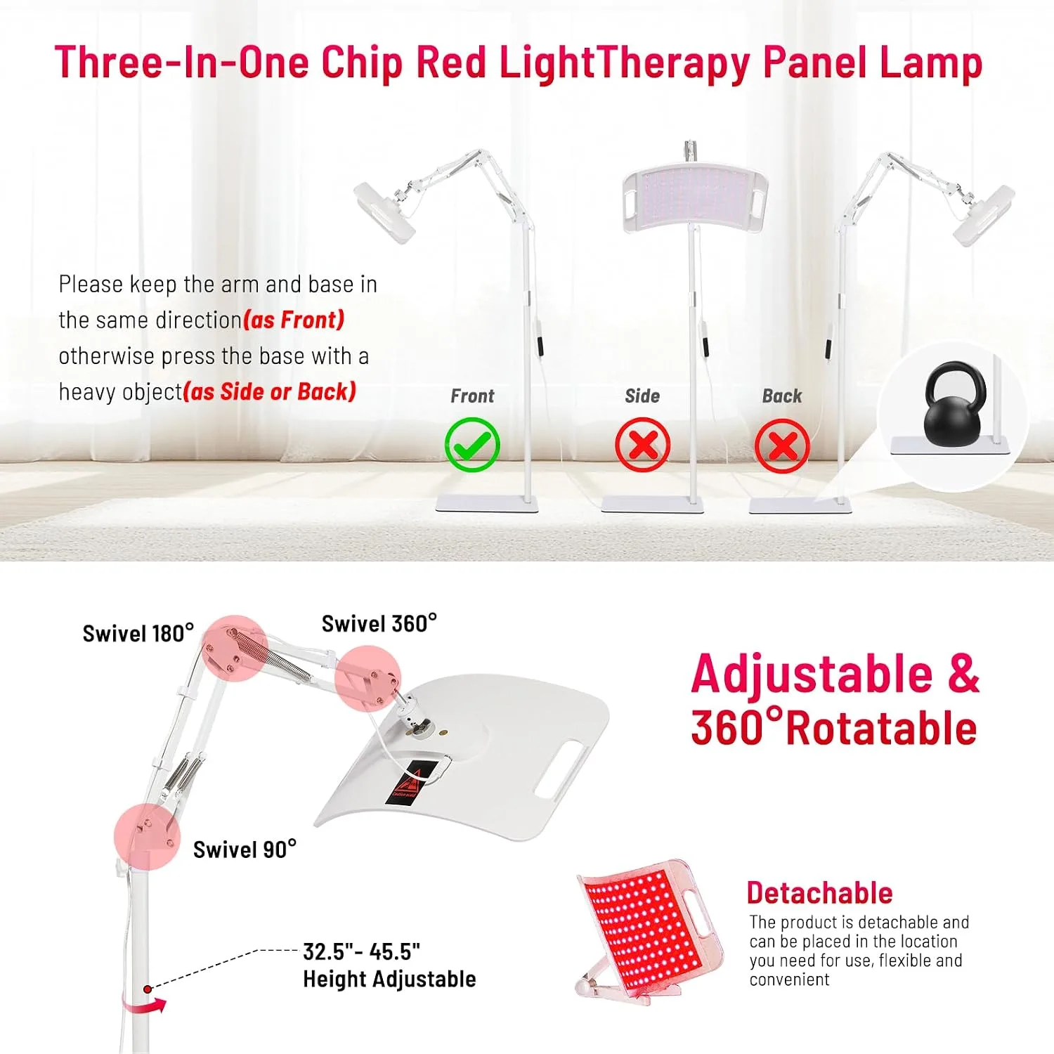 Red Light Therapy for Body face Back Knee, 660nm 850nm Near Infrared Light Therapy with Stand, 3-in-1 LED Beads Light, Larger Panel for Face Body, Gift for Mom Women Wife Sister Girlfriend