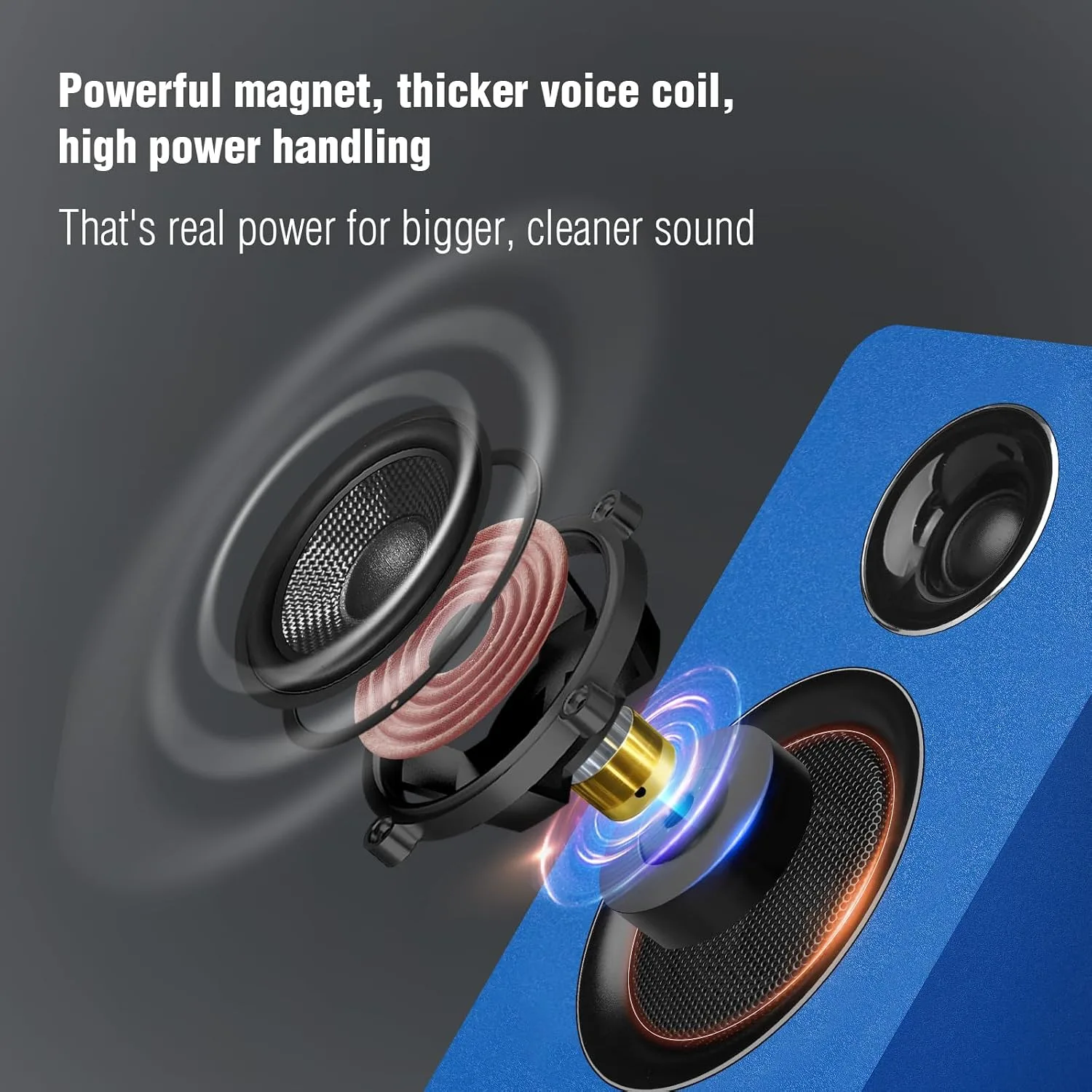 Computer Speakers, Bluetooth 5.3, USB-C, AUX/RCA, 3.5-Inch Woofer, Blue